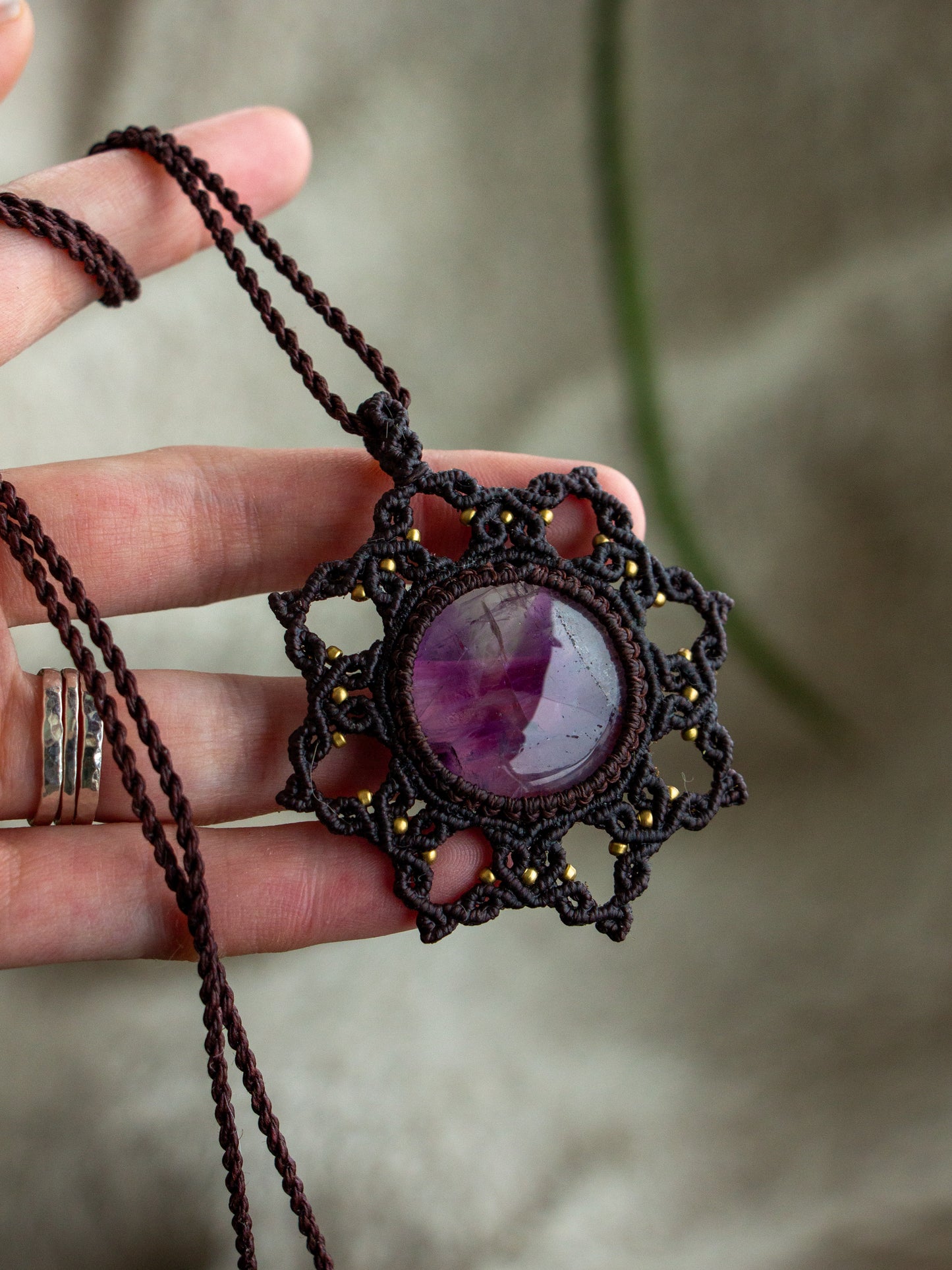 Amethyst macrame necklace