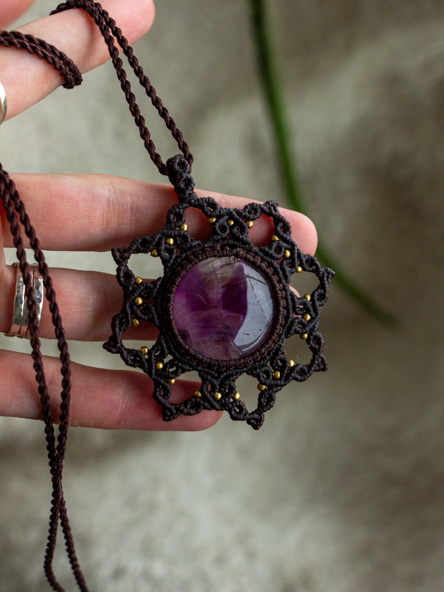Amethyst macrame necklace