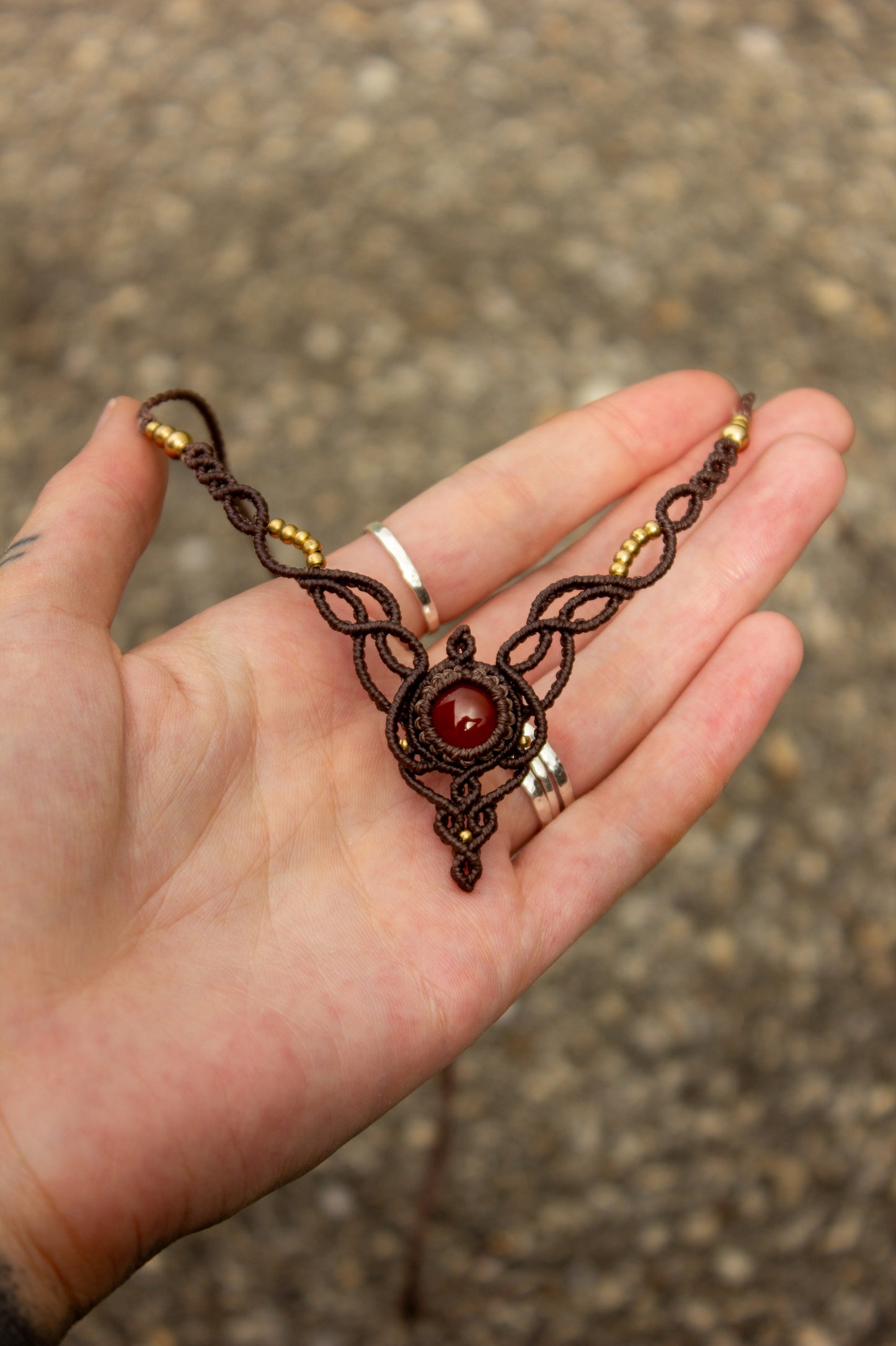 Carnelian macrame necklace