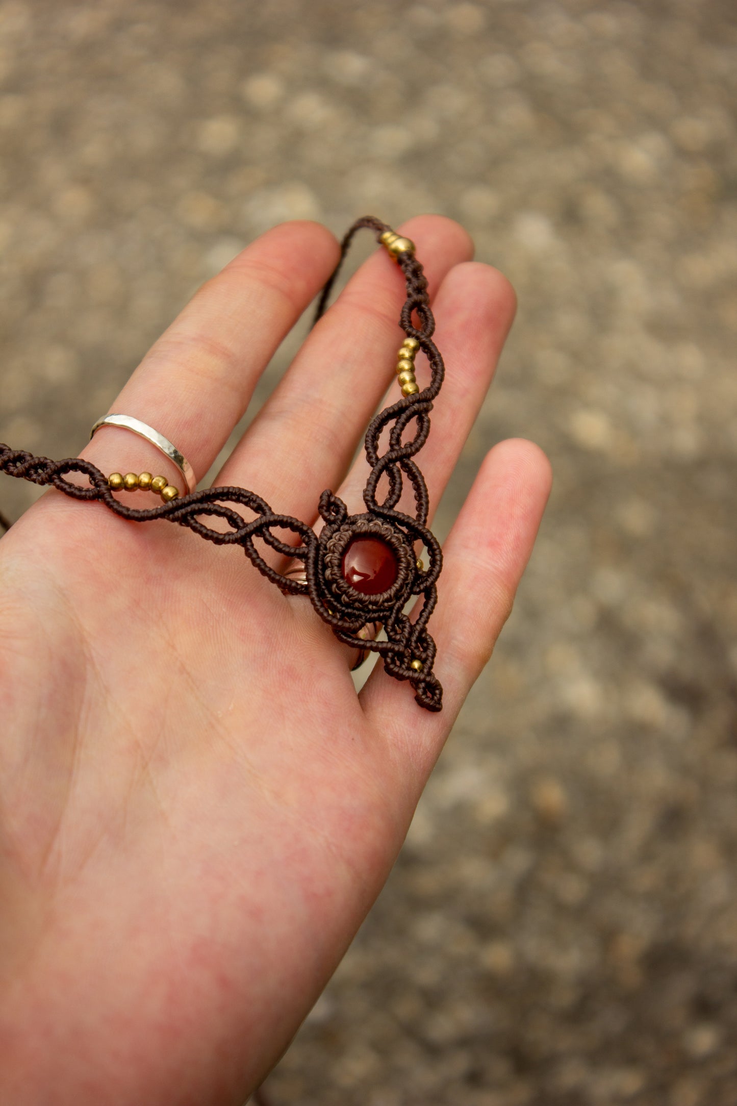 Carnelian macrame necklace