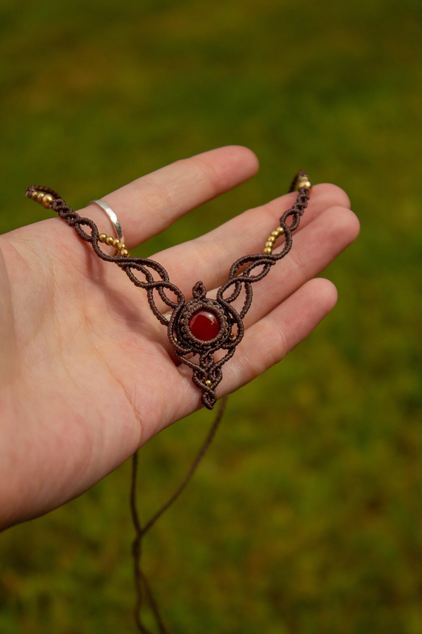Carnelian macrame necklace