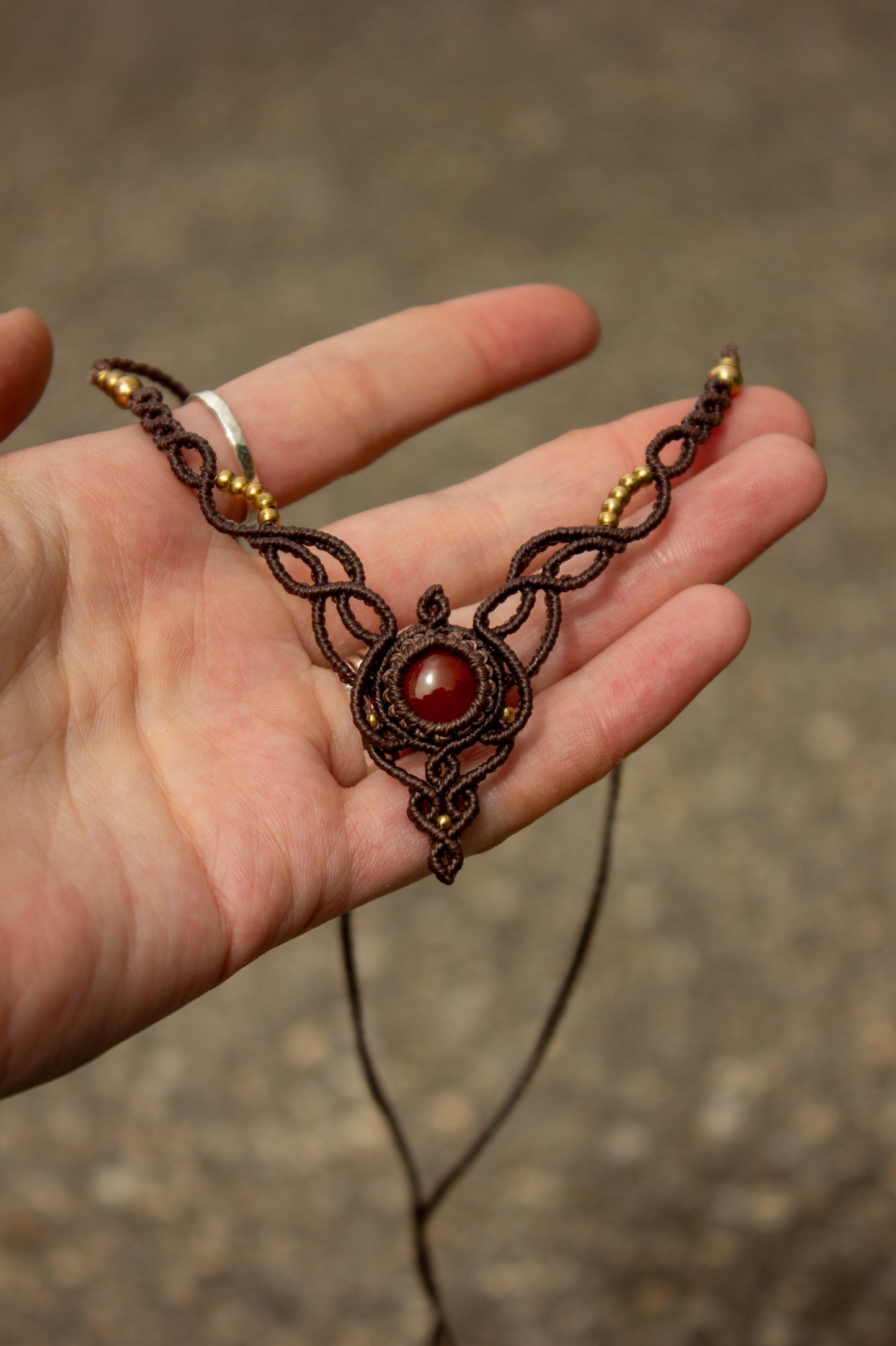 Carnelian macrame necklace