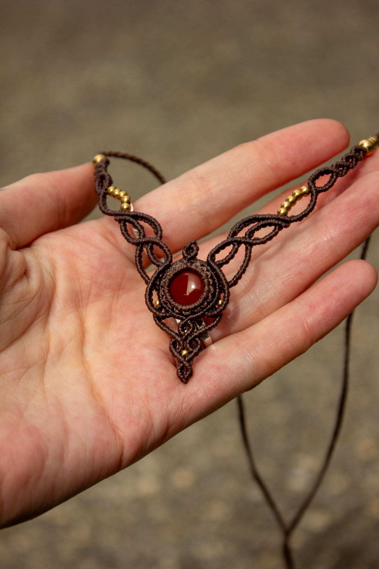 Carnelian macrame necklace