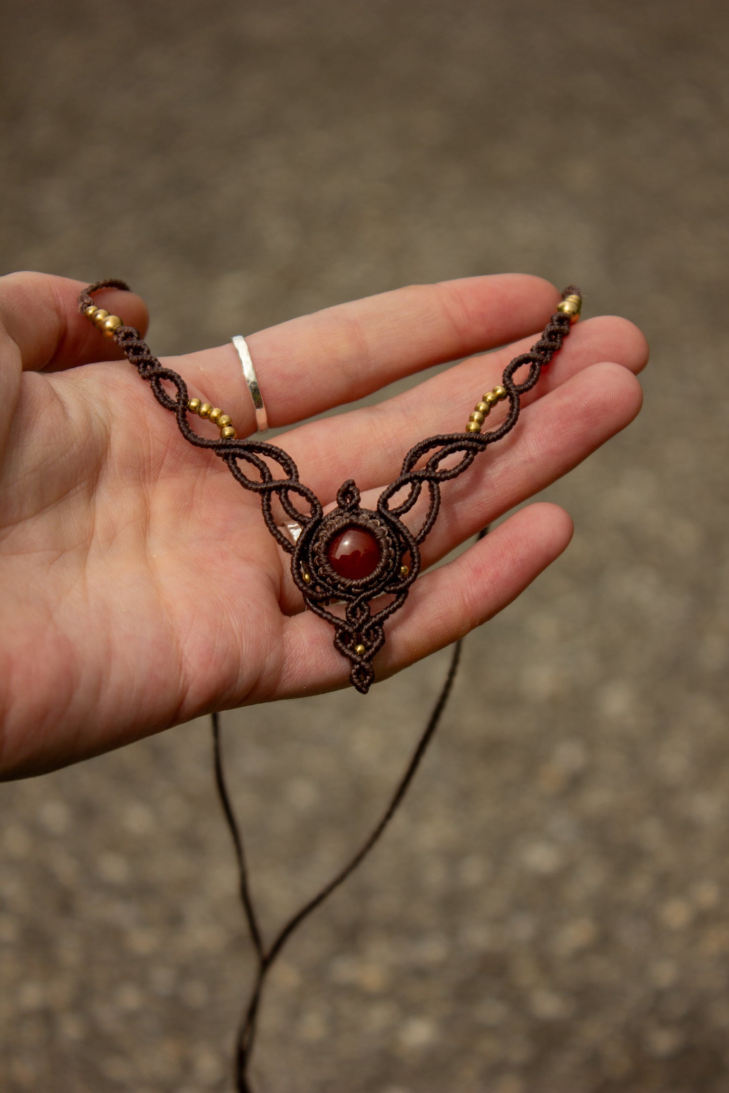 Carnelian macrame necklace