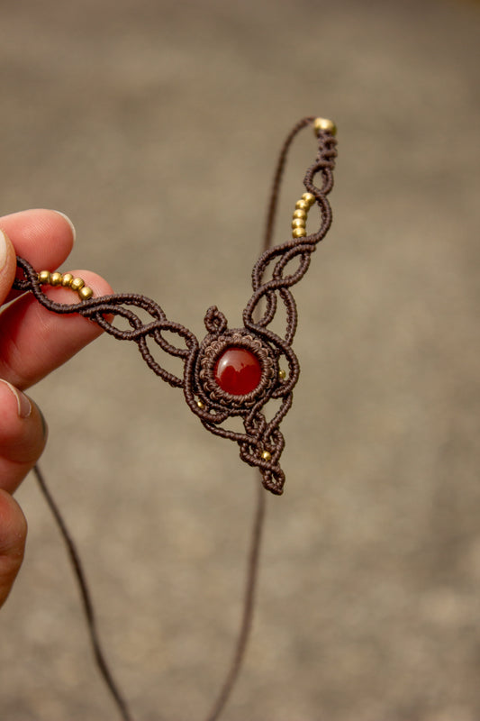Carnelian macrame necklace