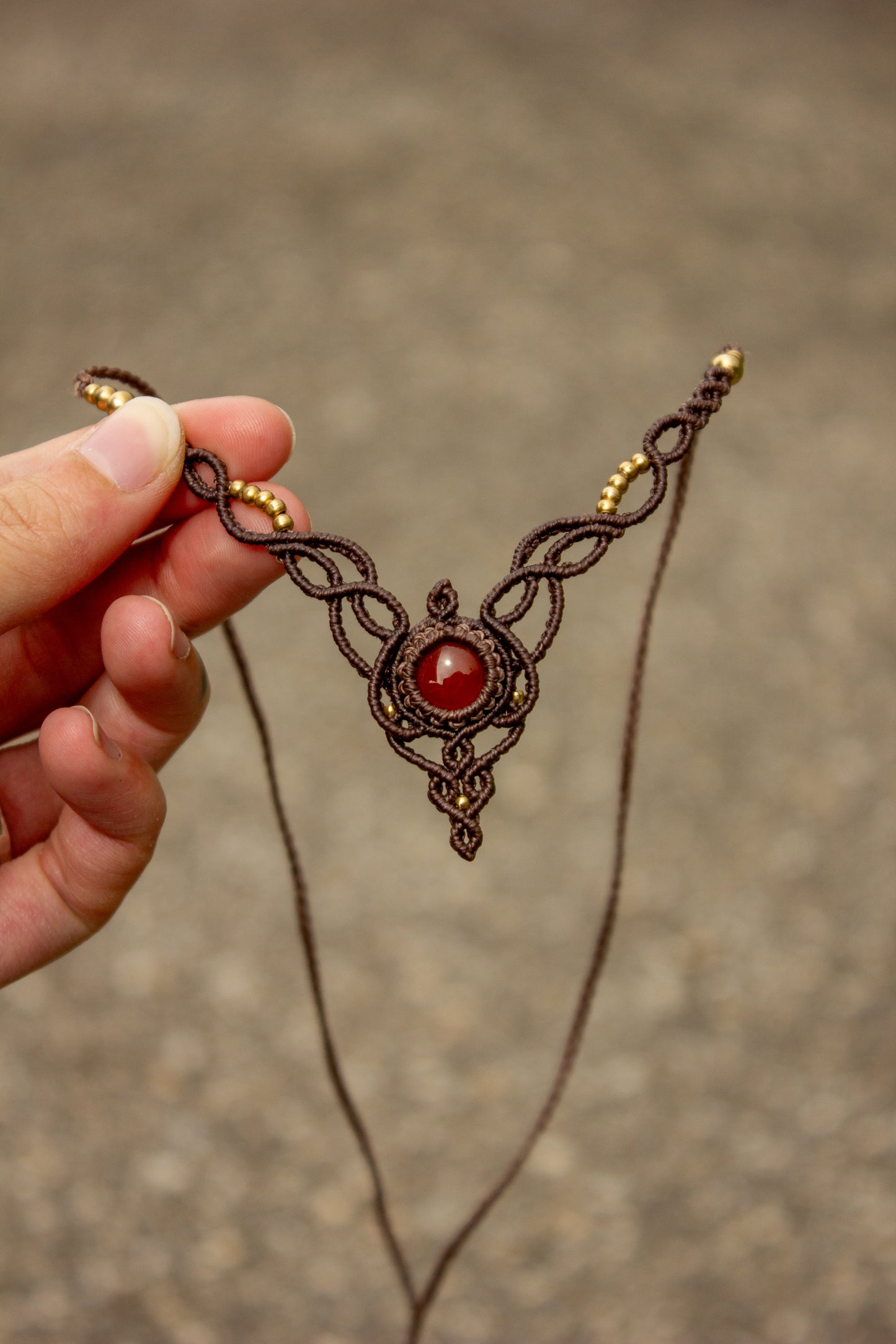Carnelian macrame necklace