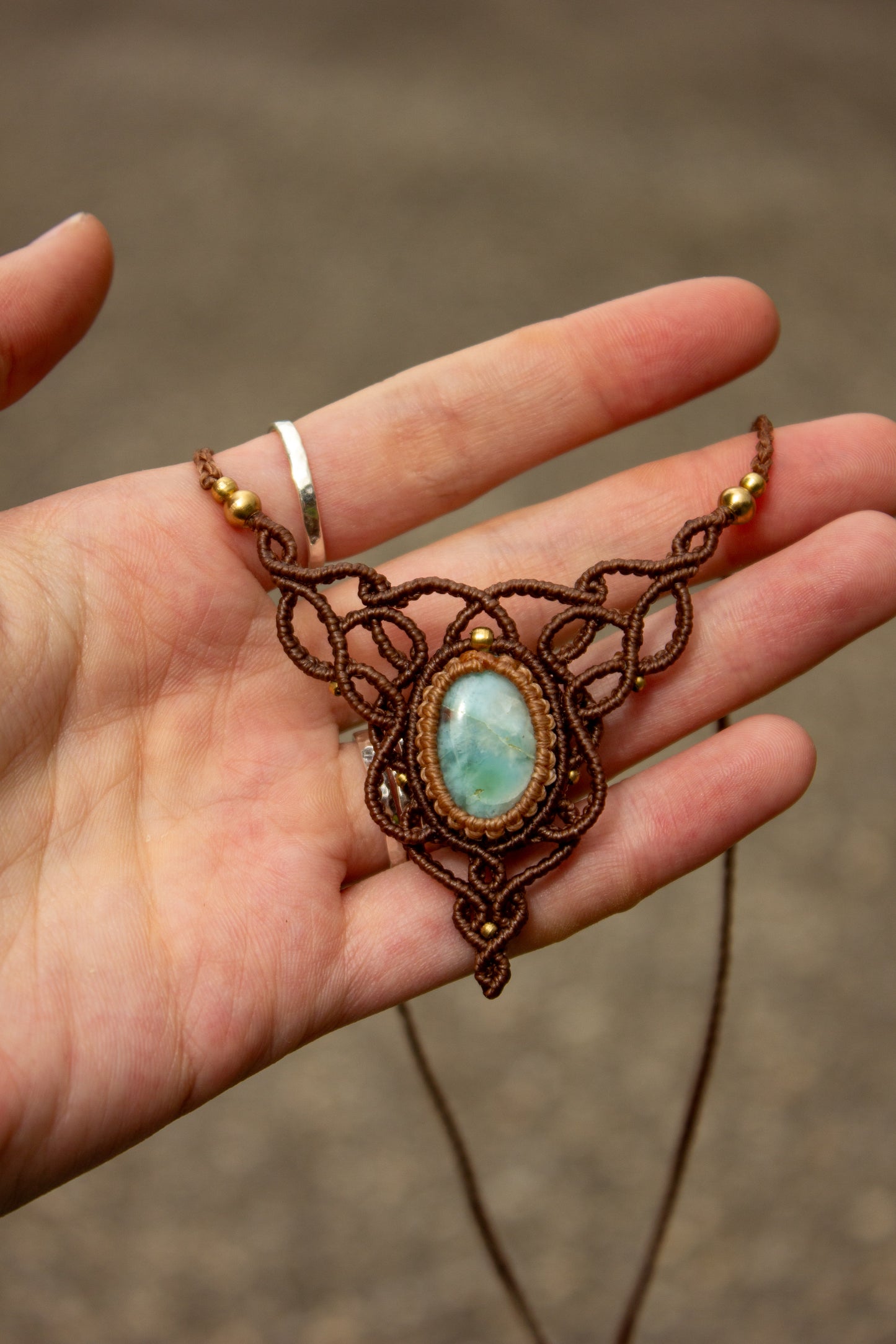 Larimar macrame necklace