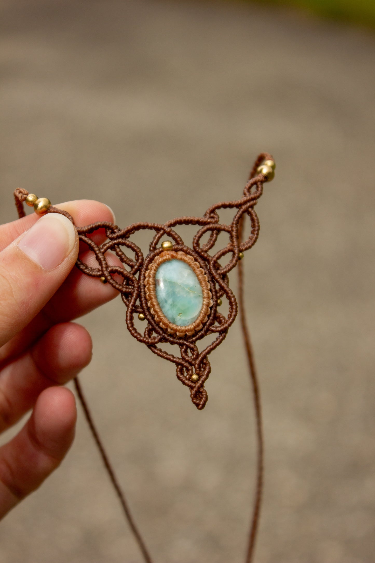 Larimar macrame necklace