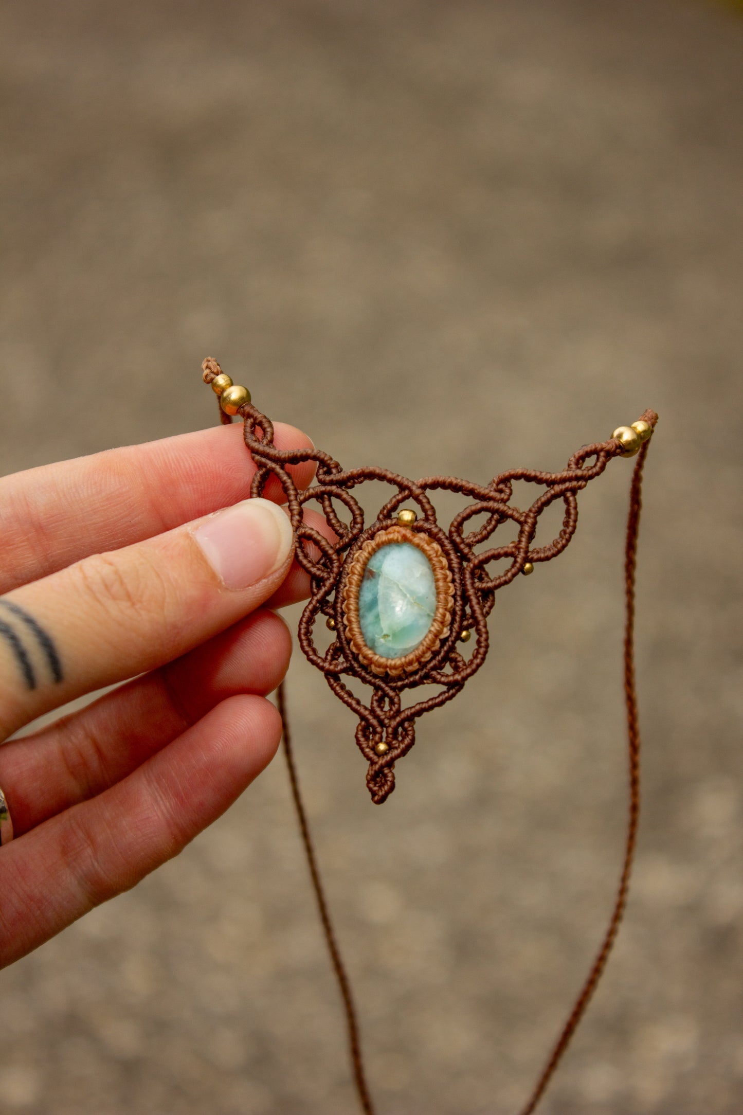 Larimar macrame necklace