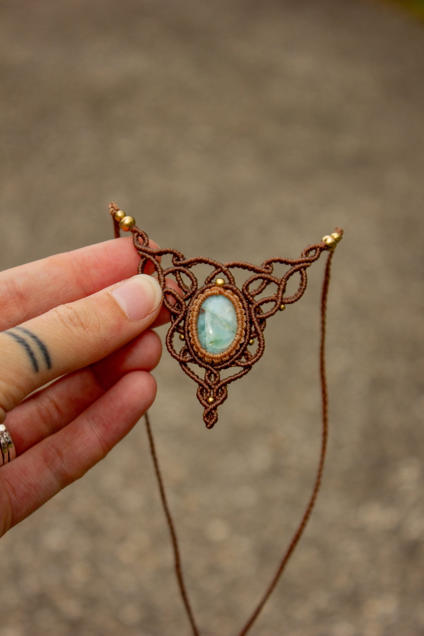 Larimar macrame necklace