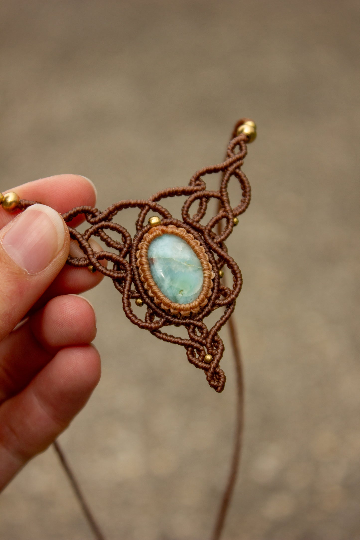 Larimar macrame necklace