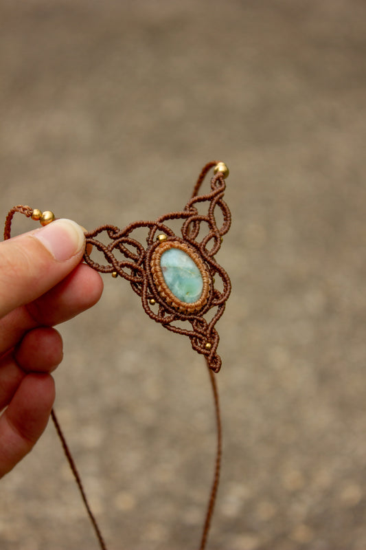 Larimar macrame necklace