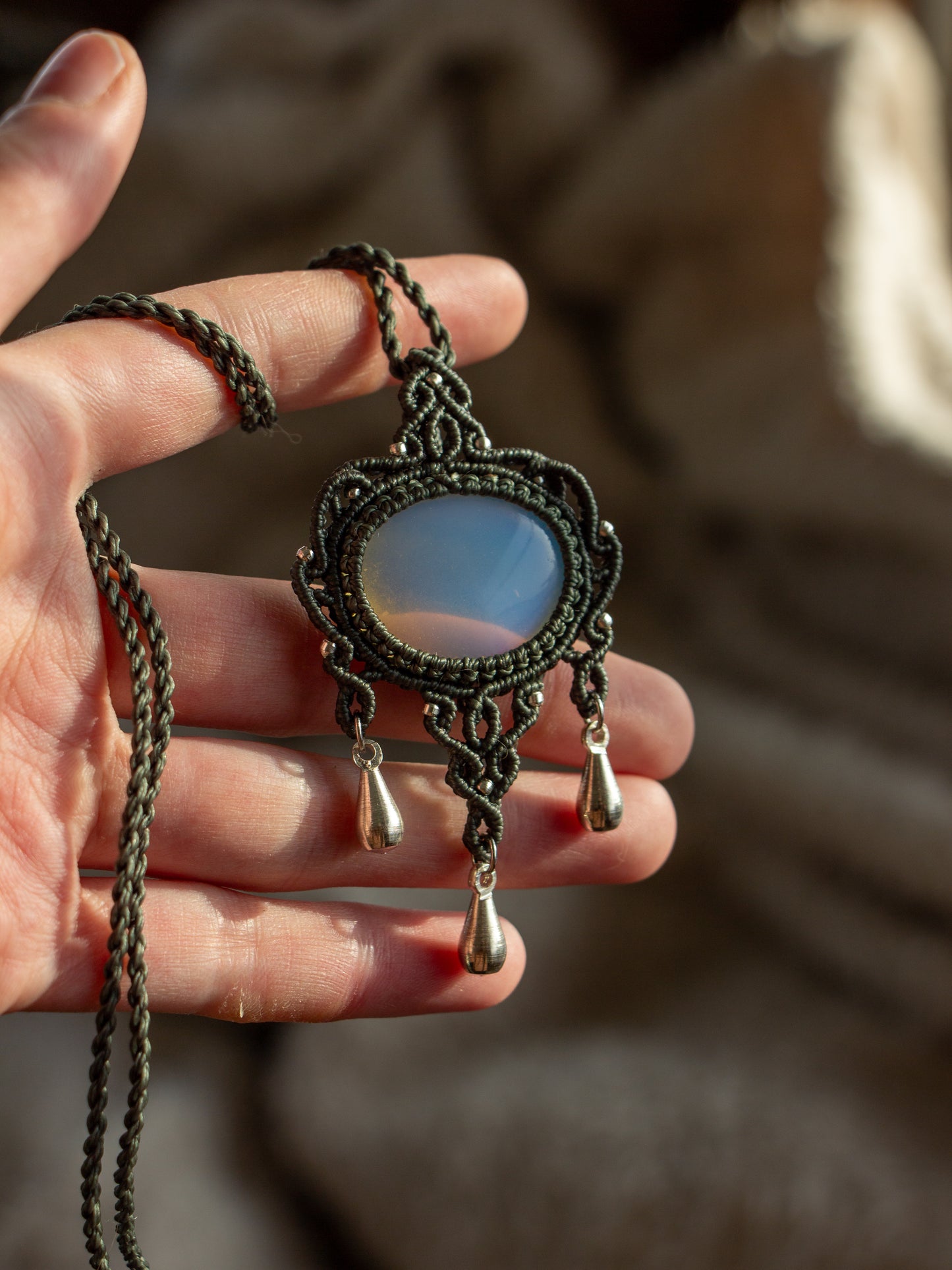Opalite macrame necklace