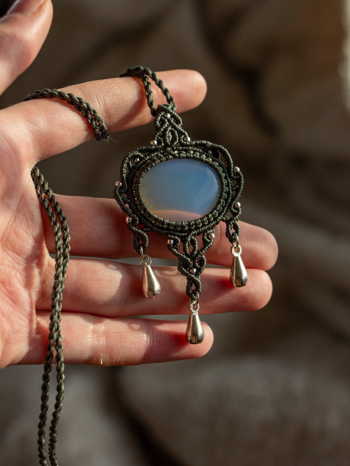 Opalite macrame necklace