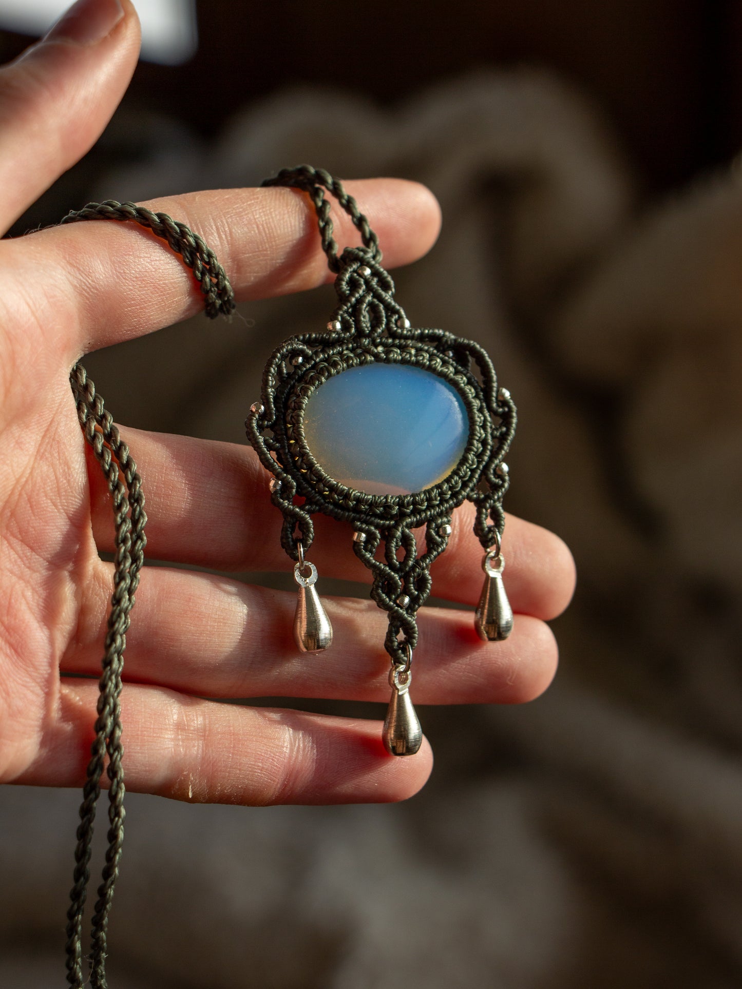 Opalite macrame necklace