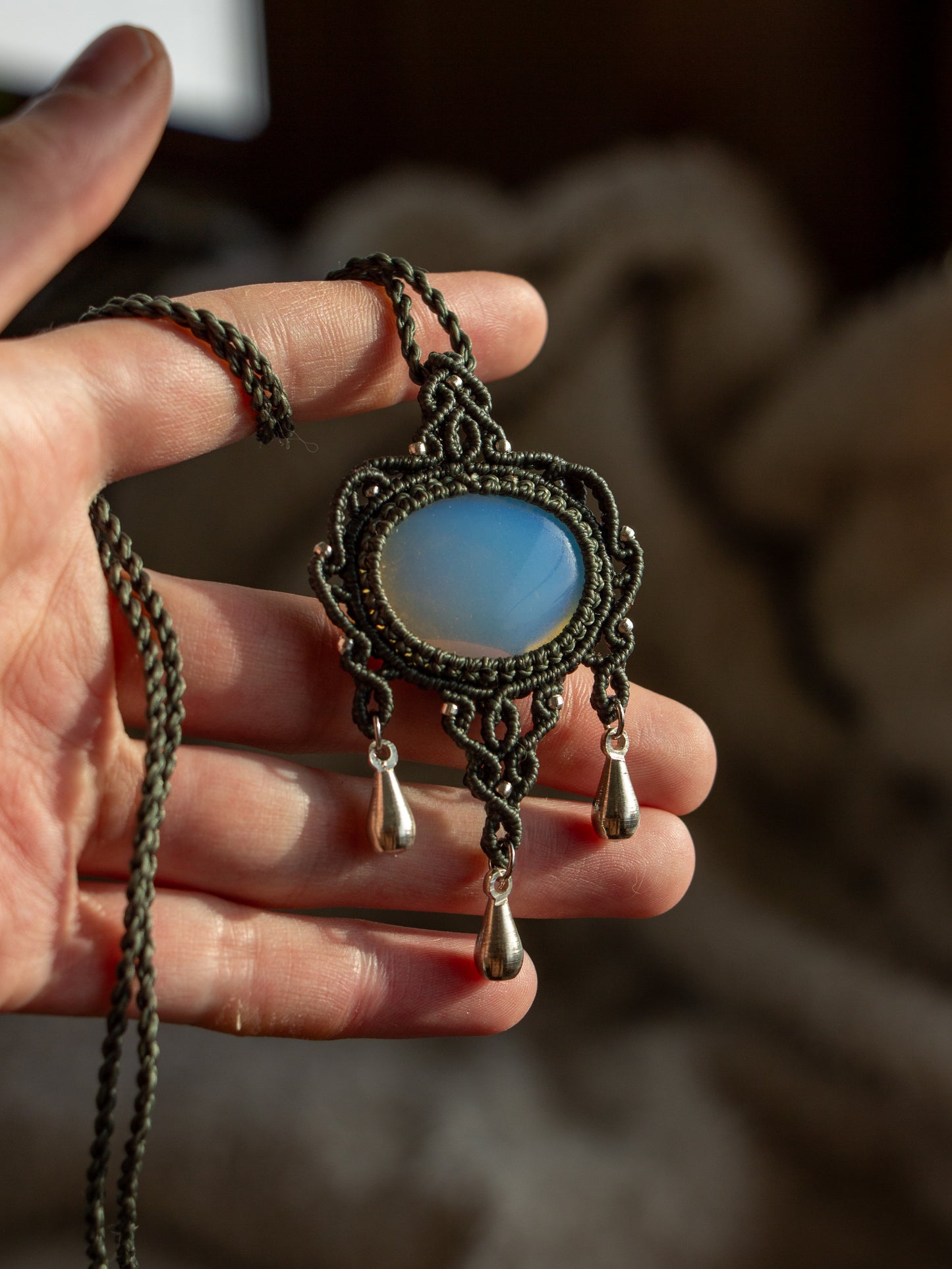 Opalite macrame necklace