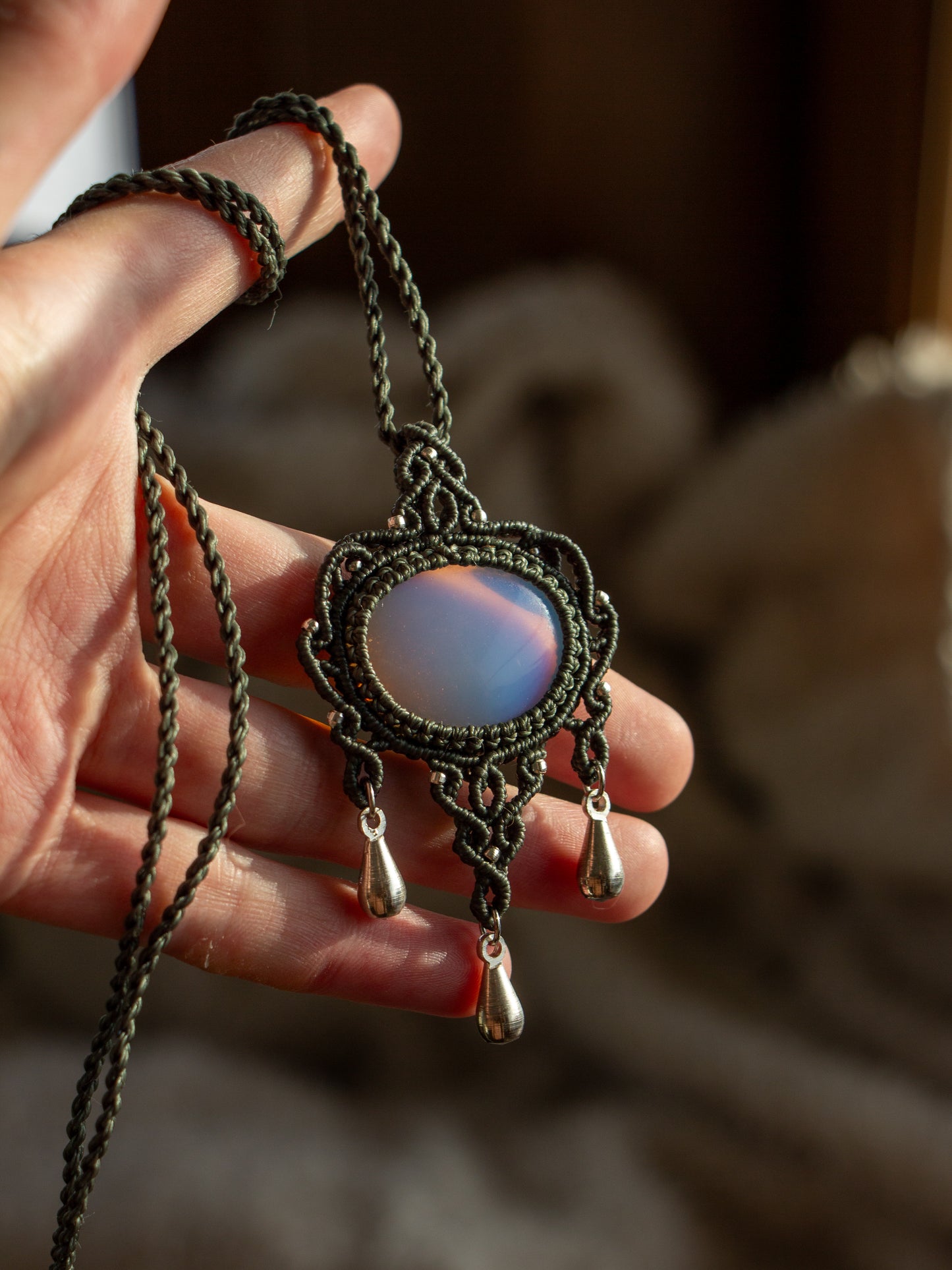 Opalite macrame necklace