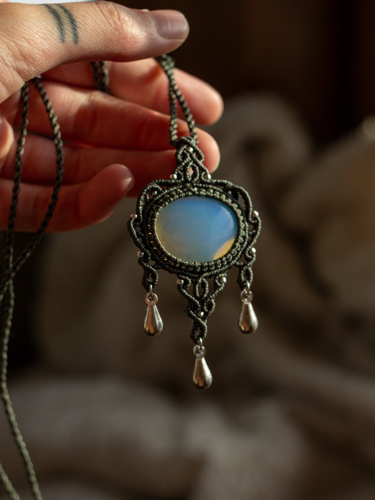 Opalite macrame necklace