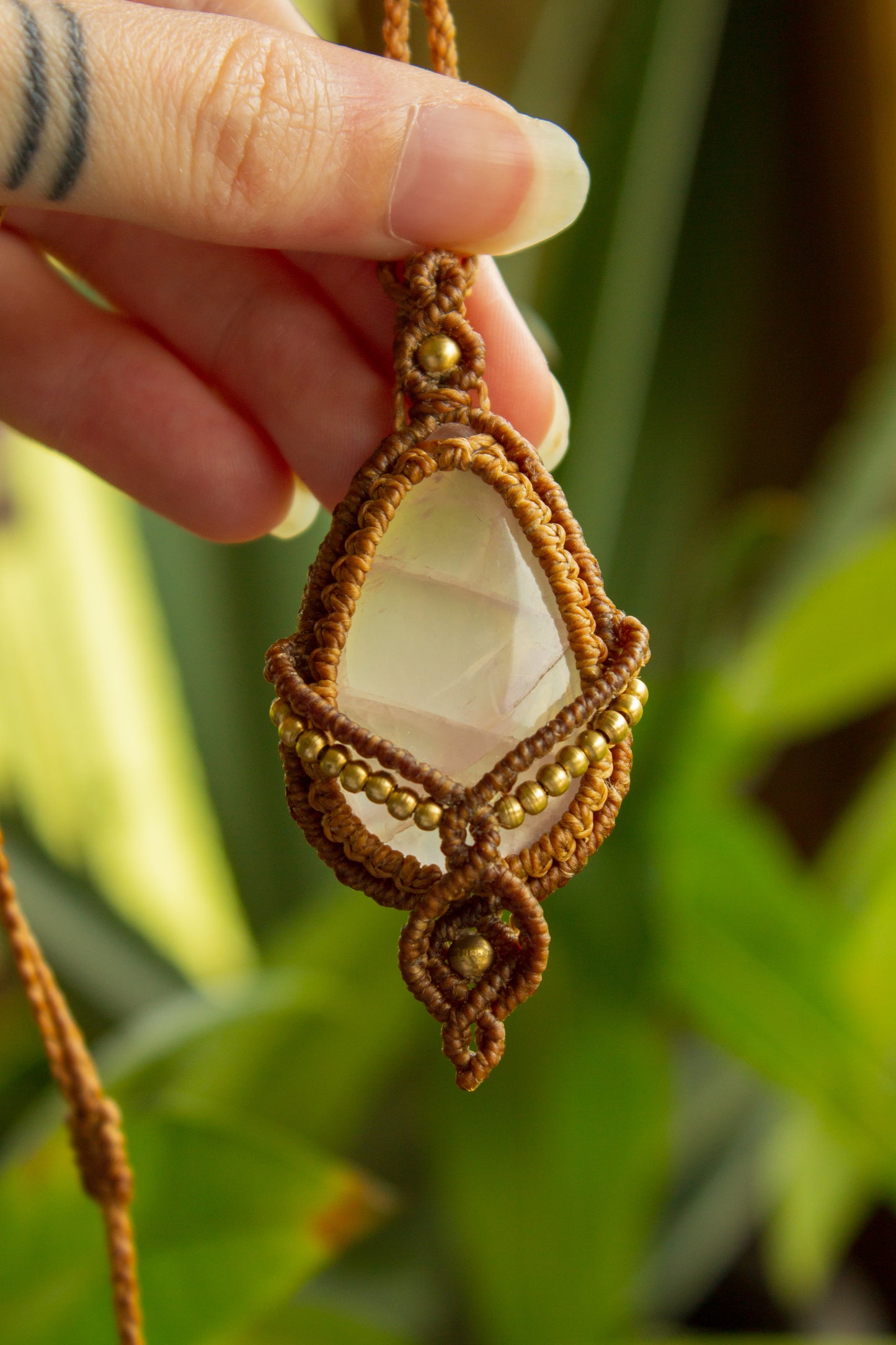 Bogota • Rose Quartz macrame necklace