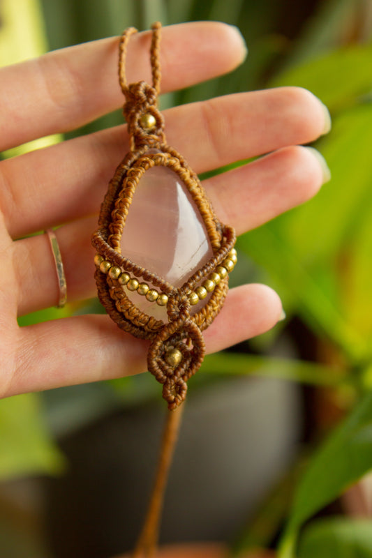 Bogota • Rose Quartz macrame necklace