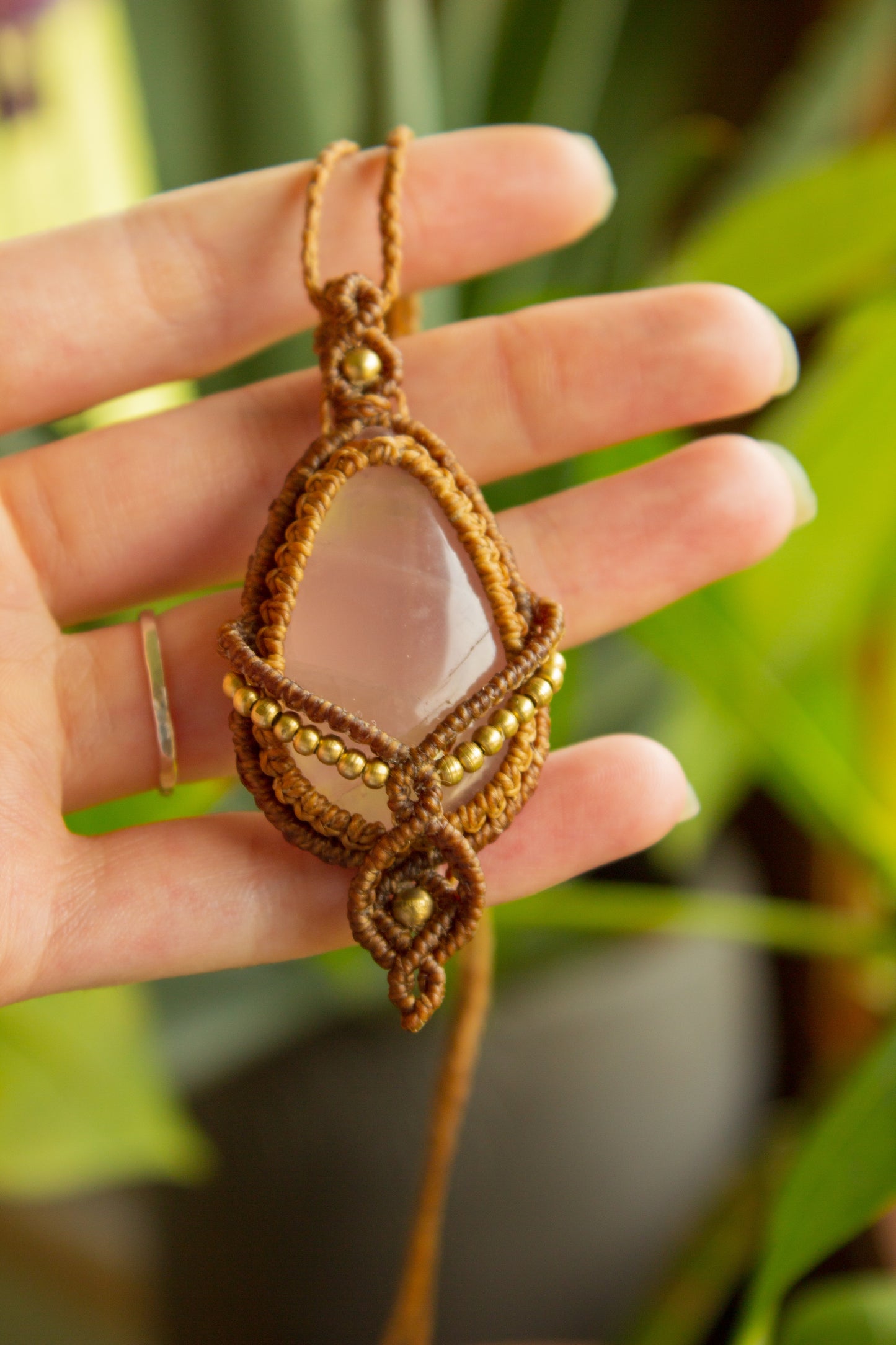 Bogota • Rose Quartz macrame necklace