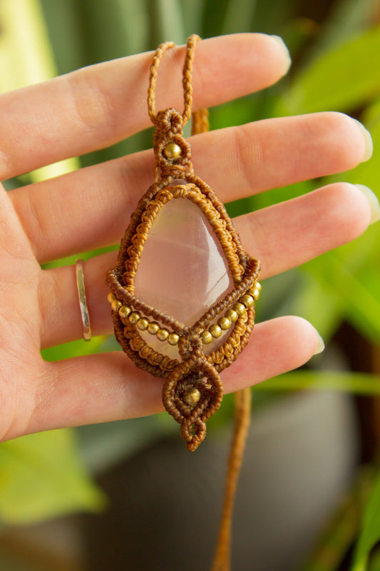 Bogota • Rose Quartz macrame necklace