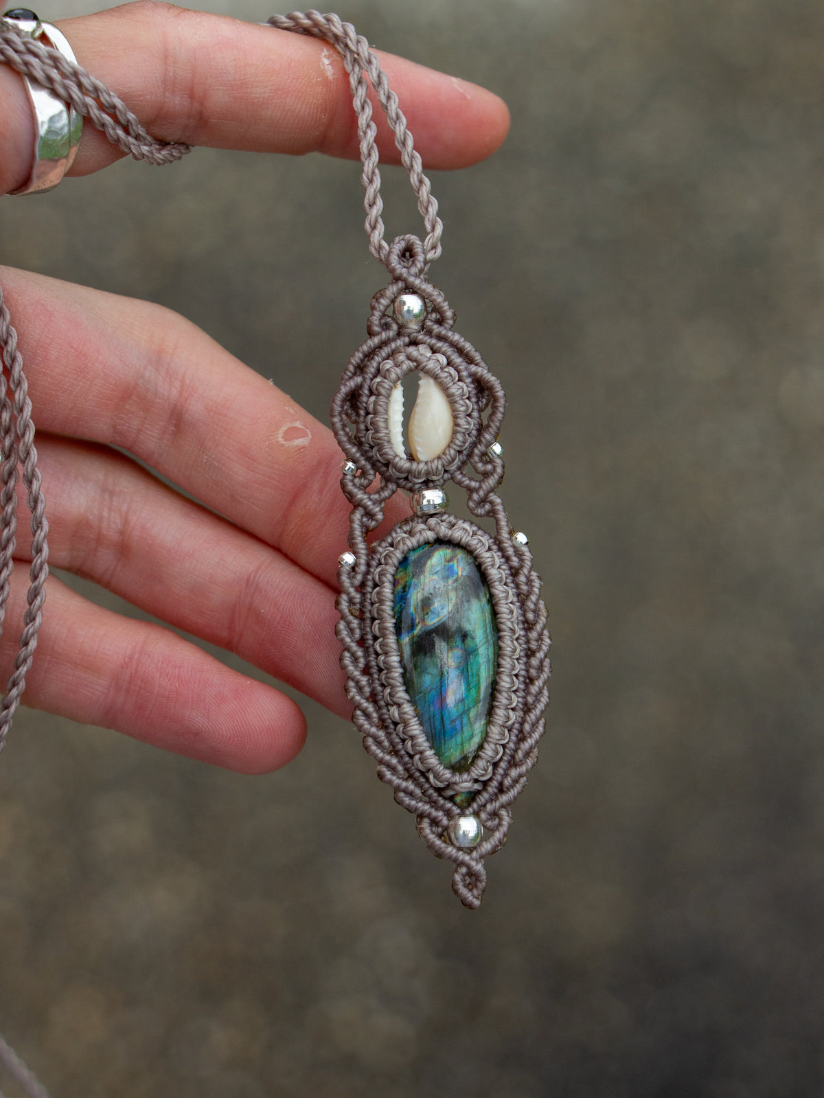 Labradorite & cowrie shell necklace