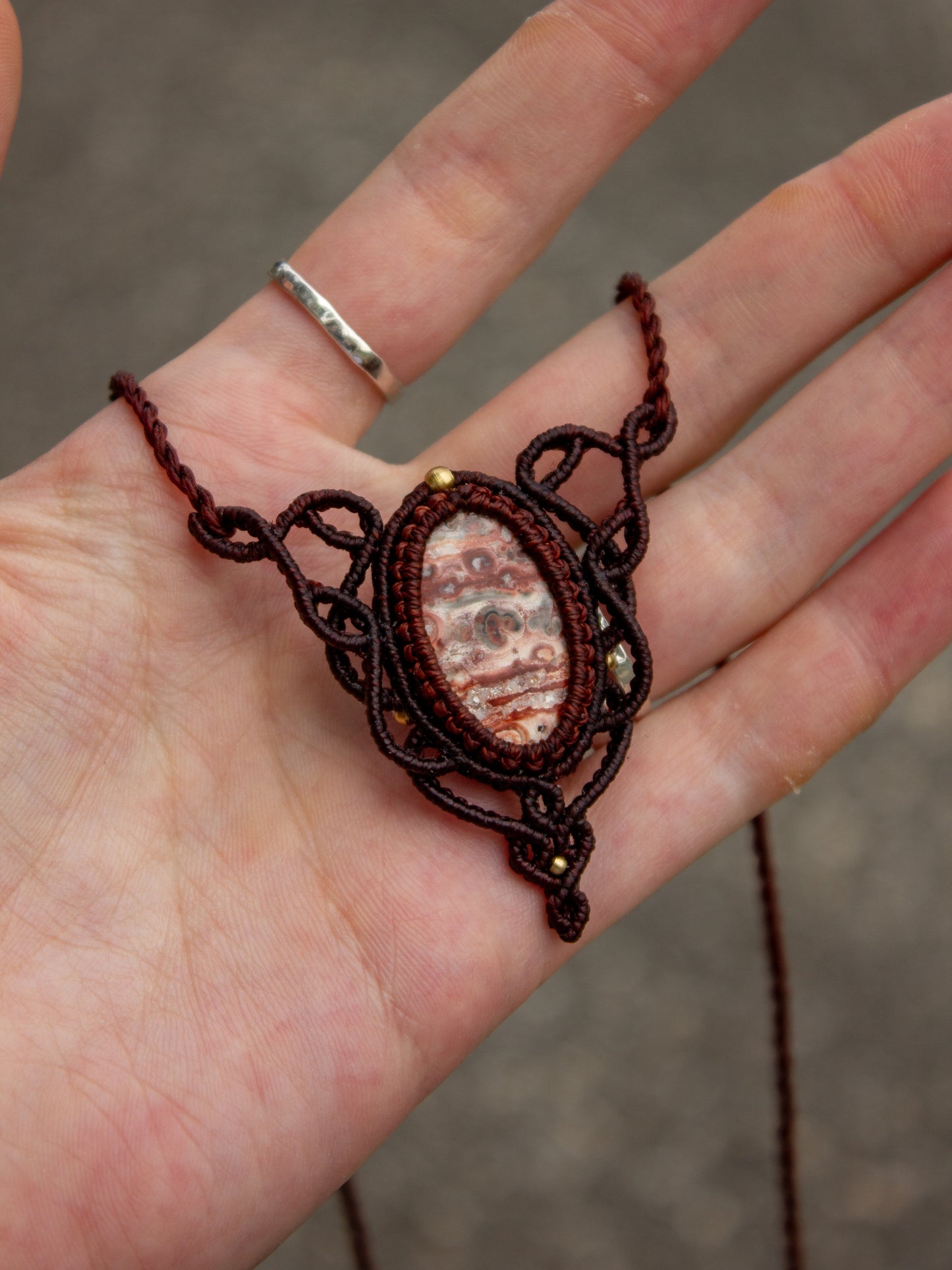 Crazy Lace Agate macrame necklace