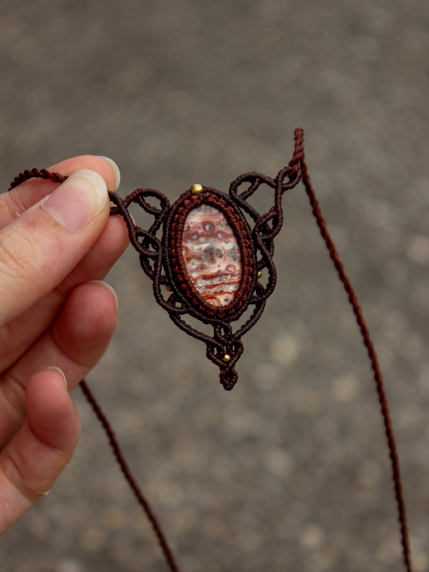 Crazy Lace Agate macrame necklace