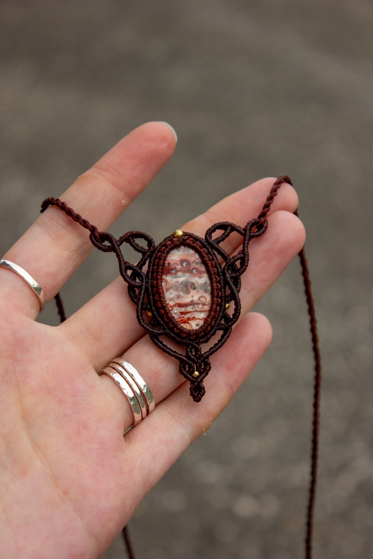 Crazy Lace Agate macrame necklace