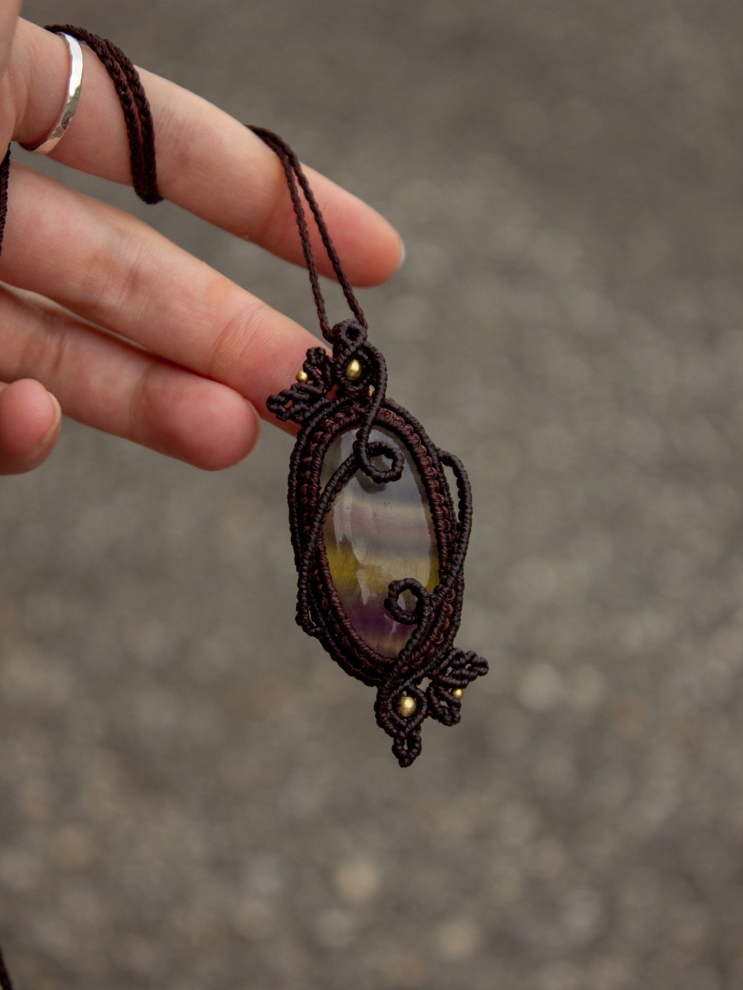 Rainbow Fluorite macrame necklace