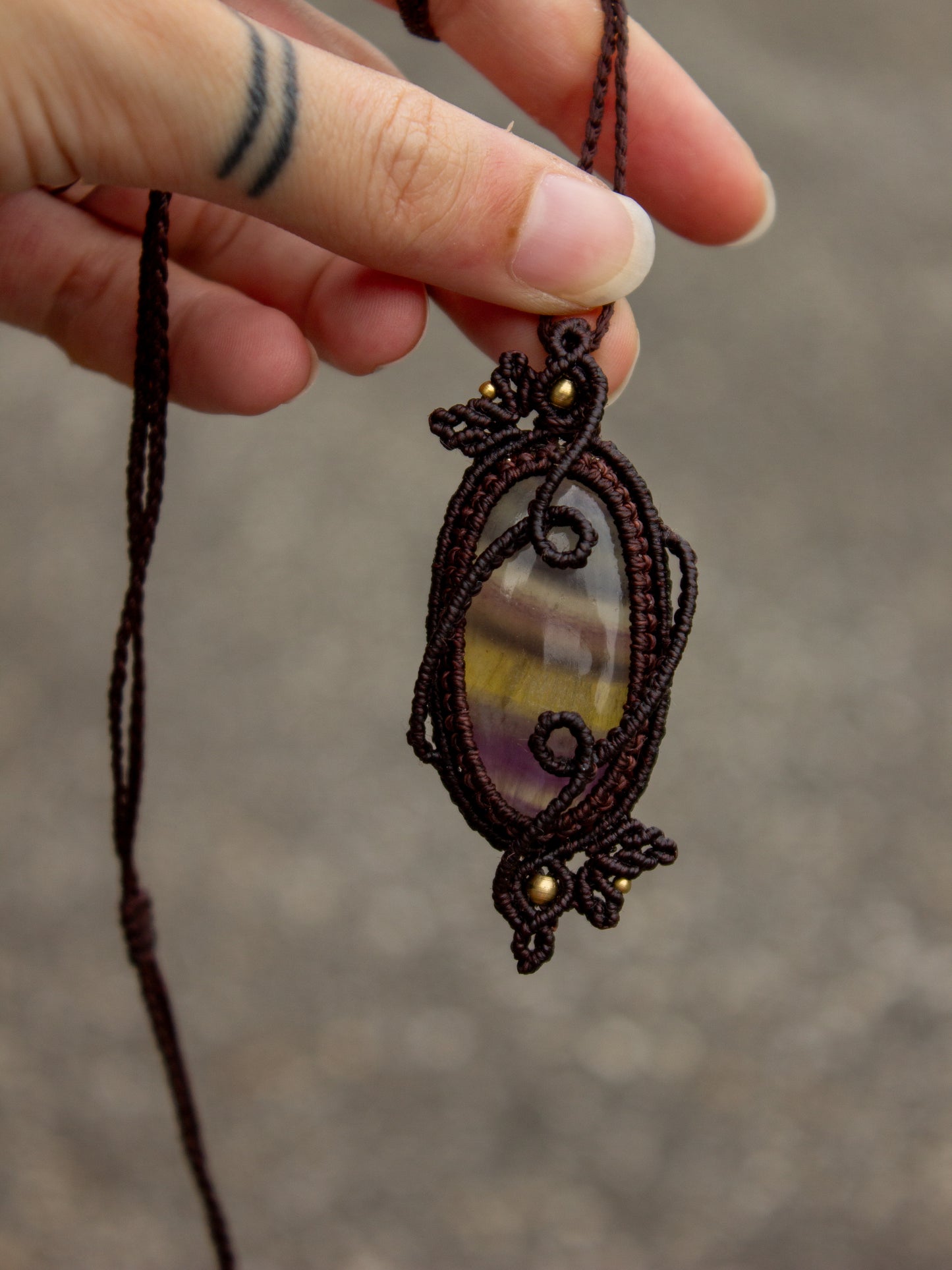 Rainbow Fluorite macrame necklace