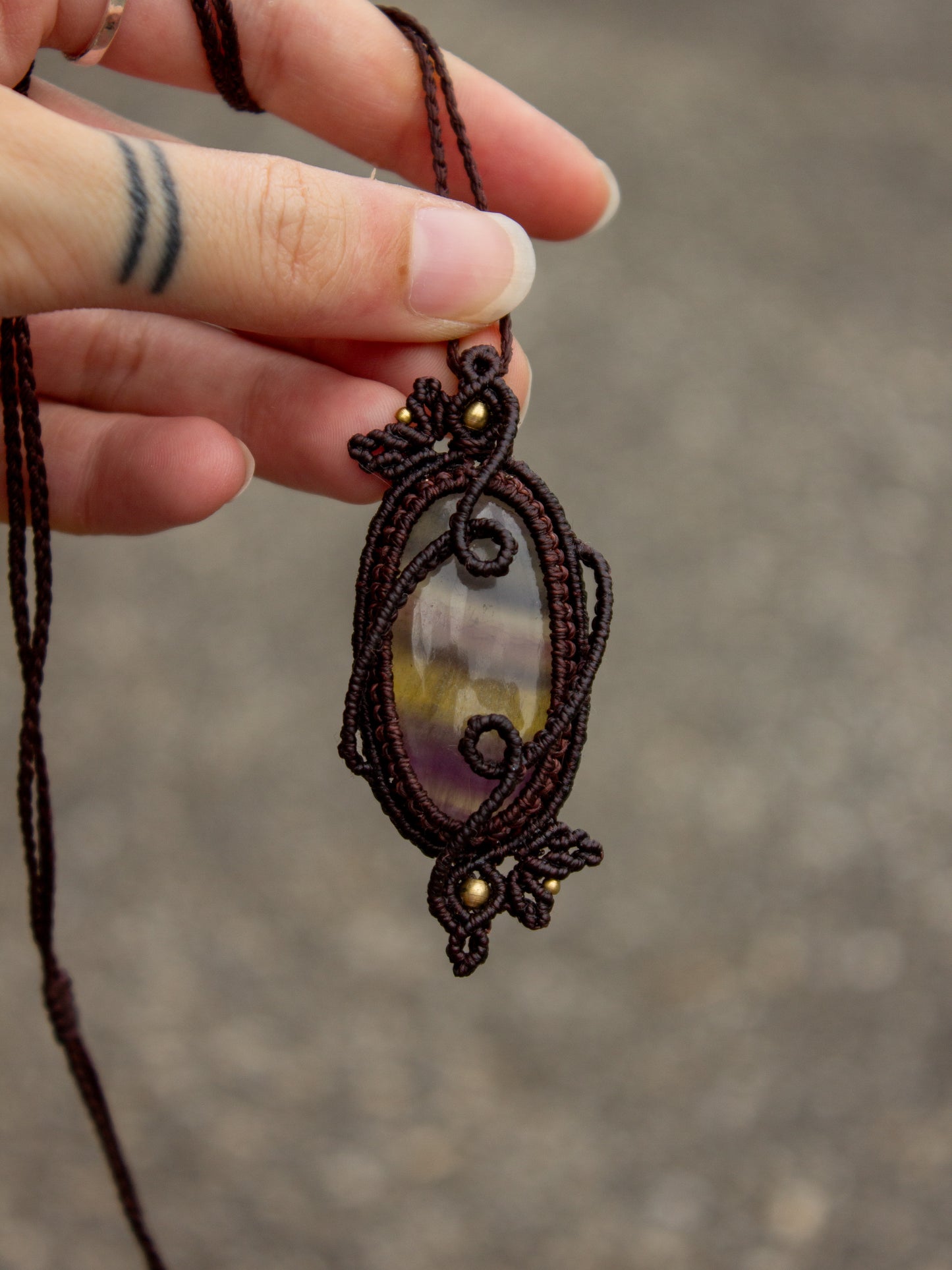 Rainbow Fluorite macrame necklace