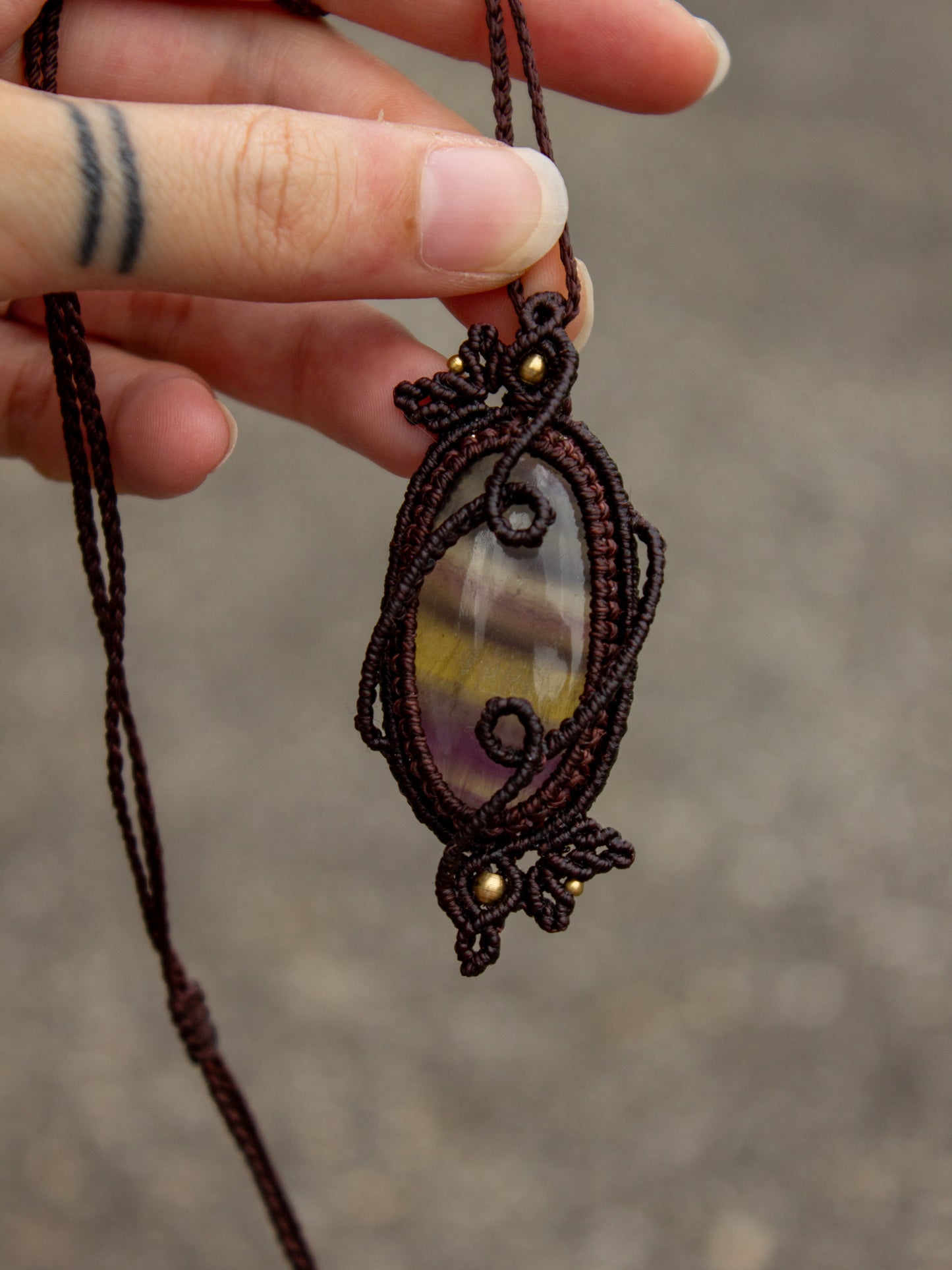 Rainbow Fluorite macrame necklace