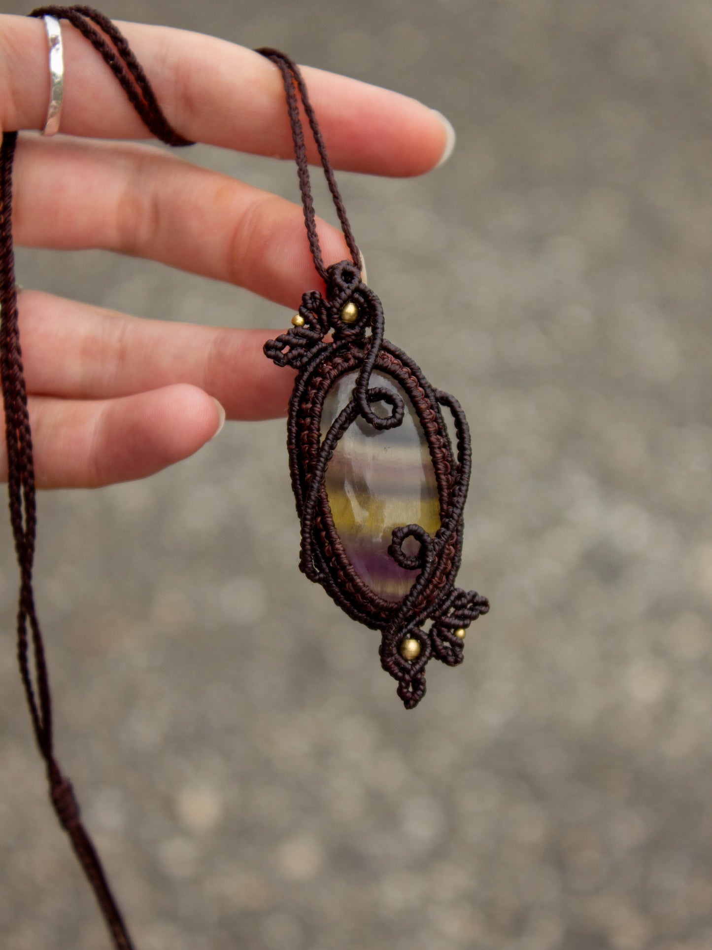 Rainbow Fluorite macrame necklace