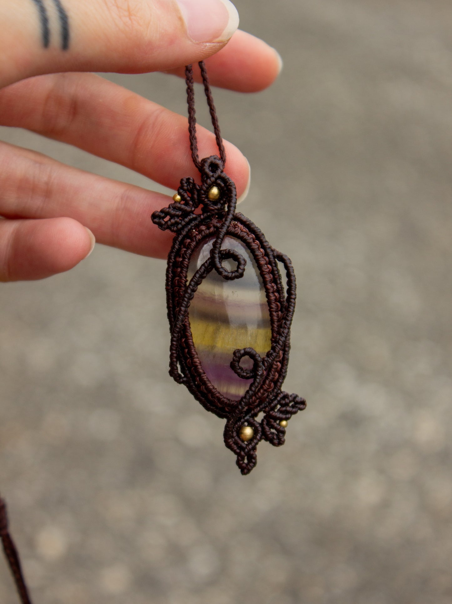 Rainbow Fluorite macrame necklace