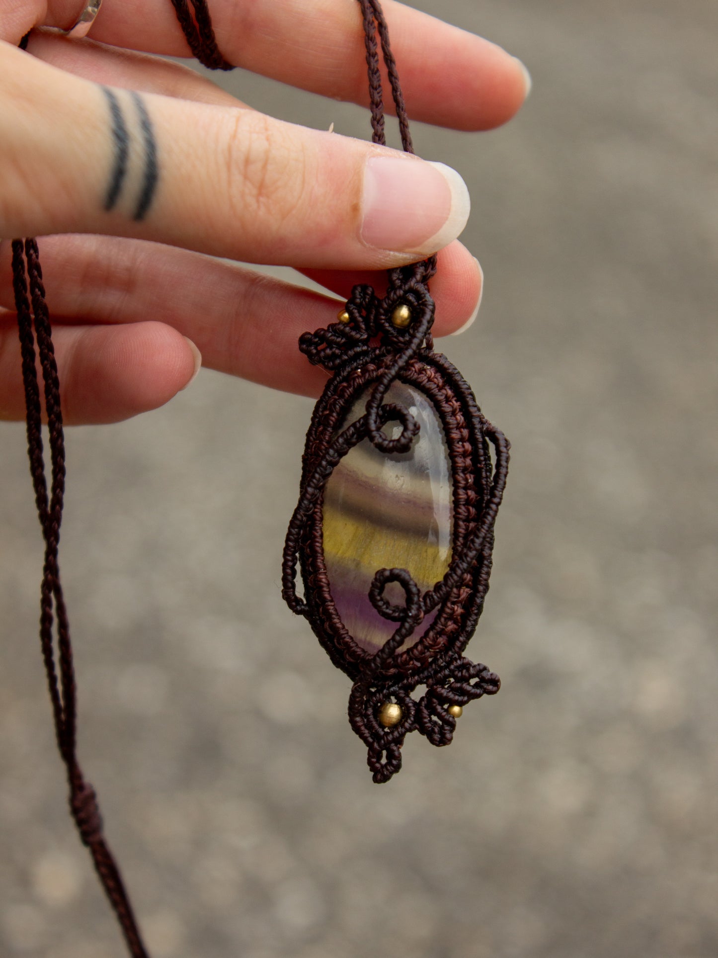 Rainbow Fluorite macrame necklace