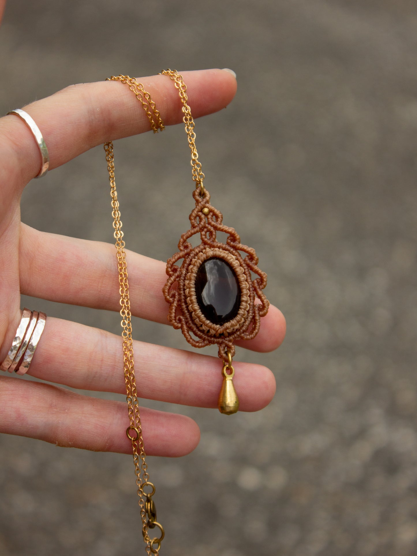 Smokey Quartz macrame necklace