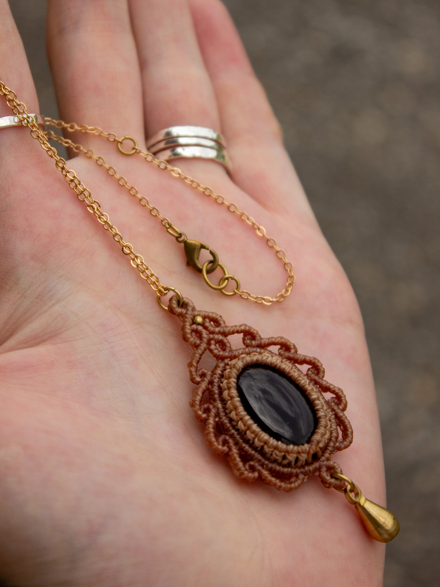 Smokey Quartz macrame necklace