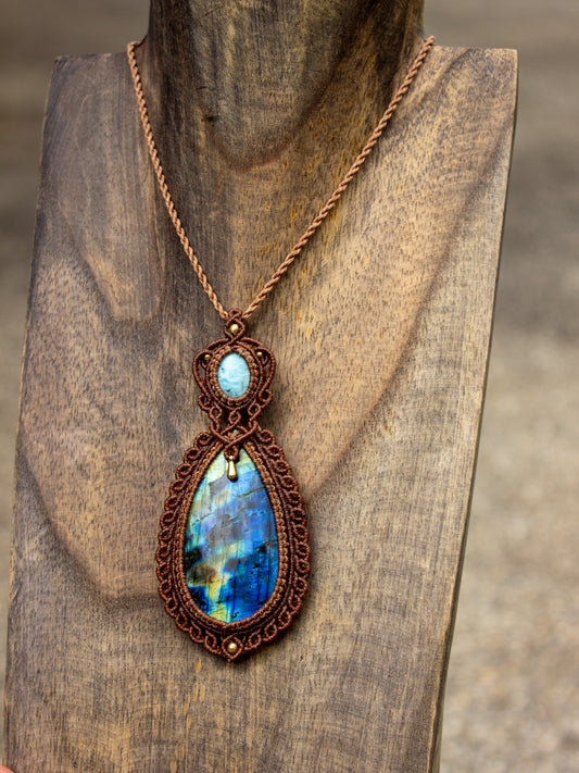 Larimar & Labradorite macrame necklace