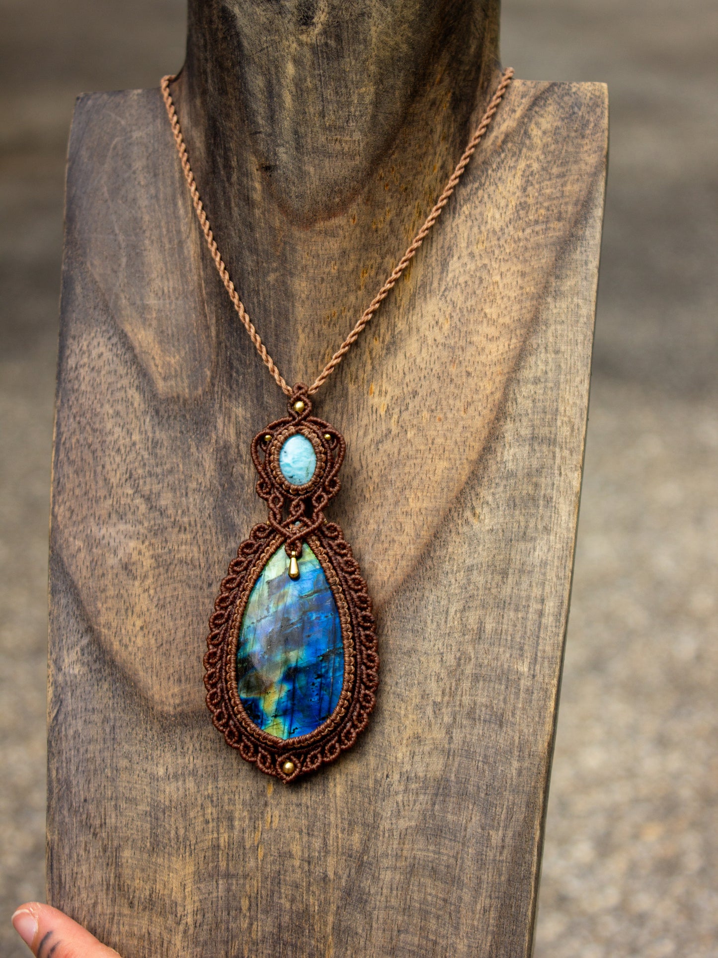 Larimar & Labradorite macrame necklace