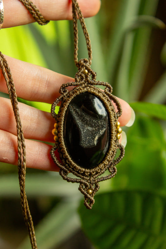 Sapa • Druzy Onyx macrame necklace