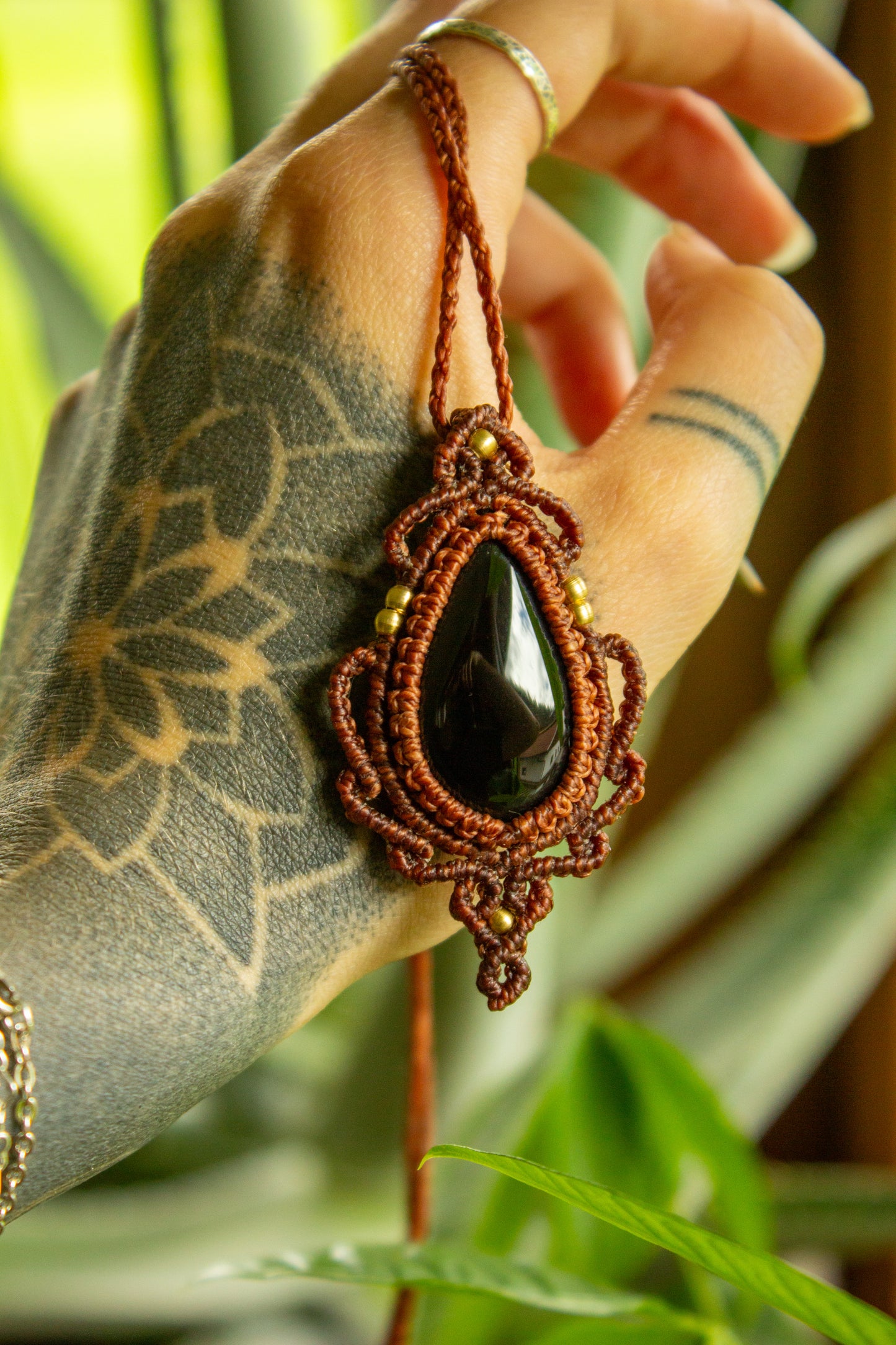 Hue • Black Onyx macrame necklace