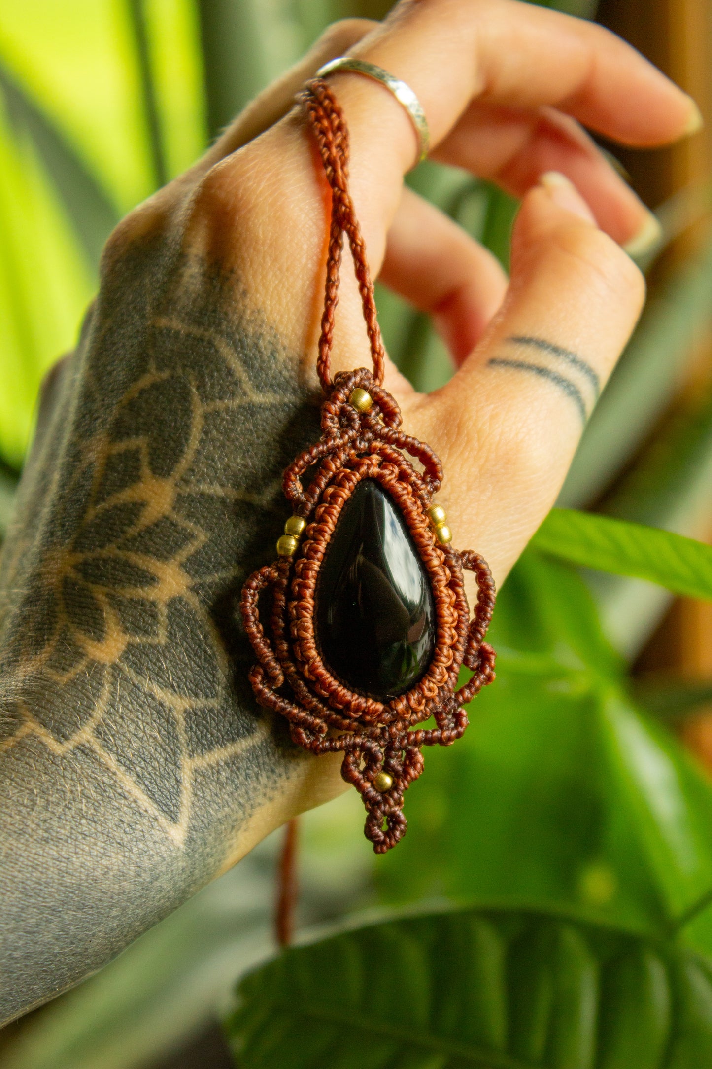 Hue • Black Onyx macrame necklace