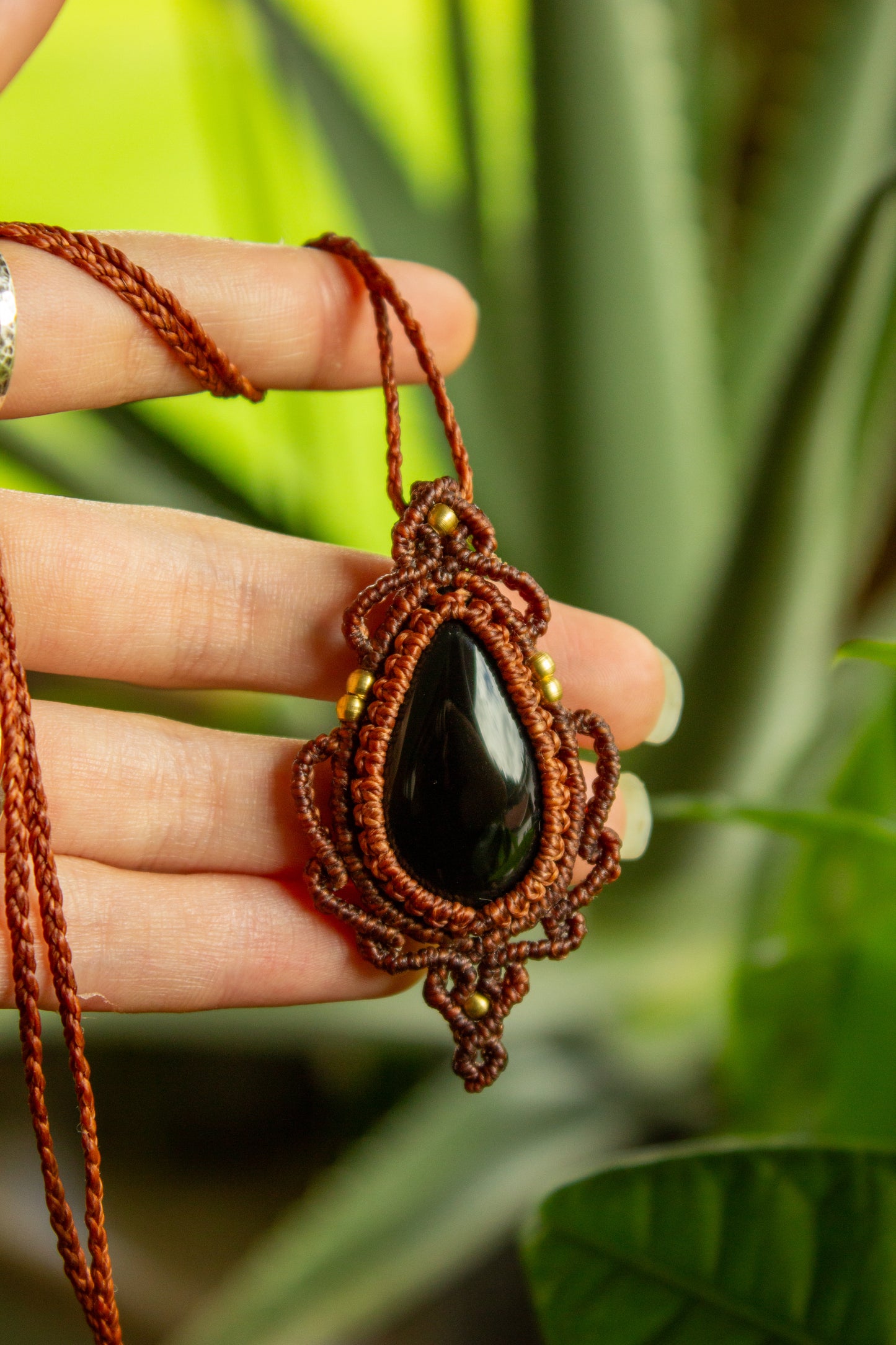 Hue • Black Onyx macrame necklace