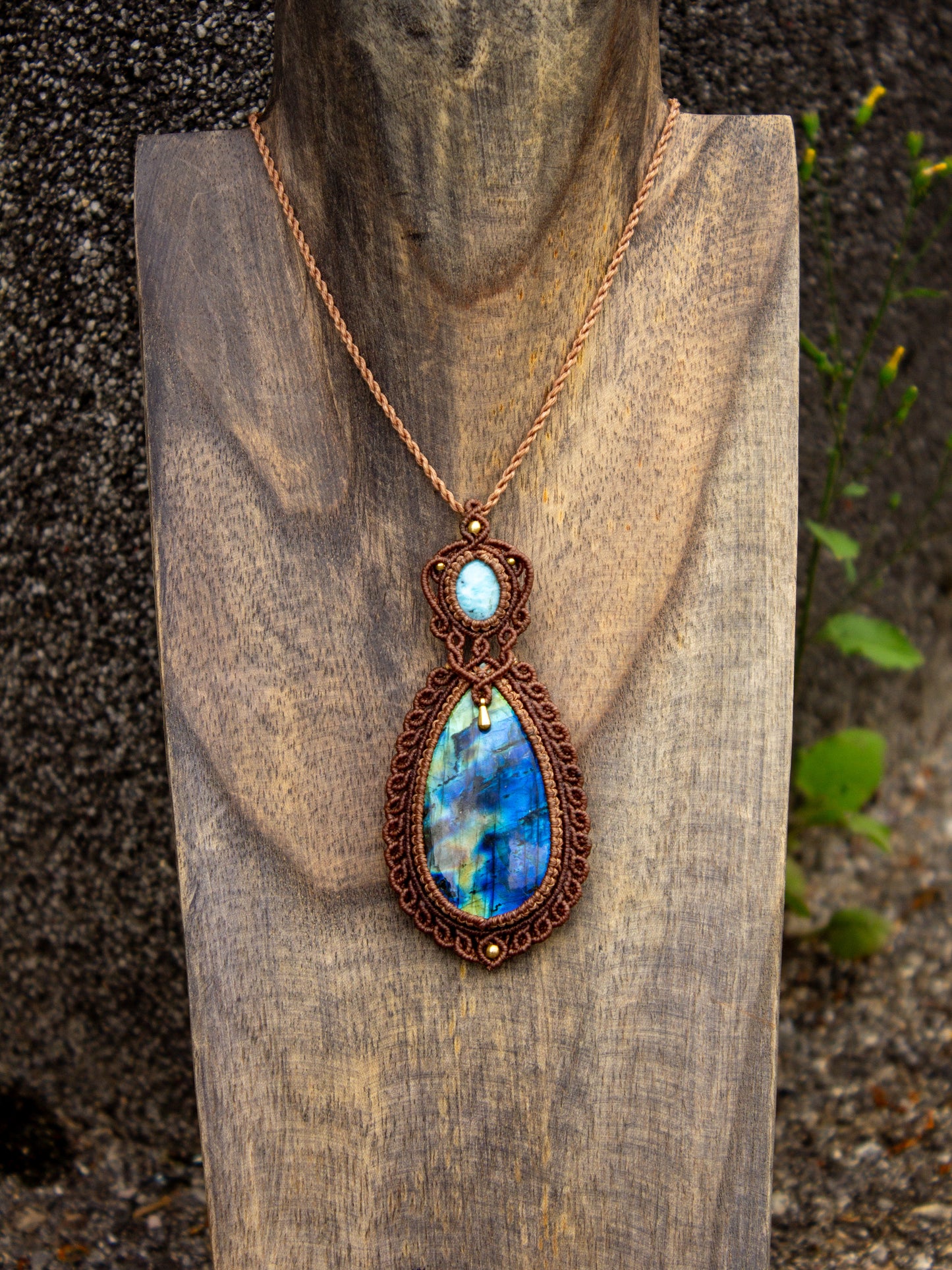 Larimar & Labradorite macrame necklace