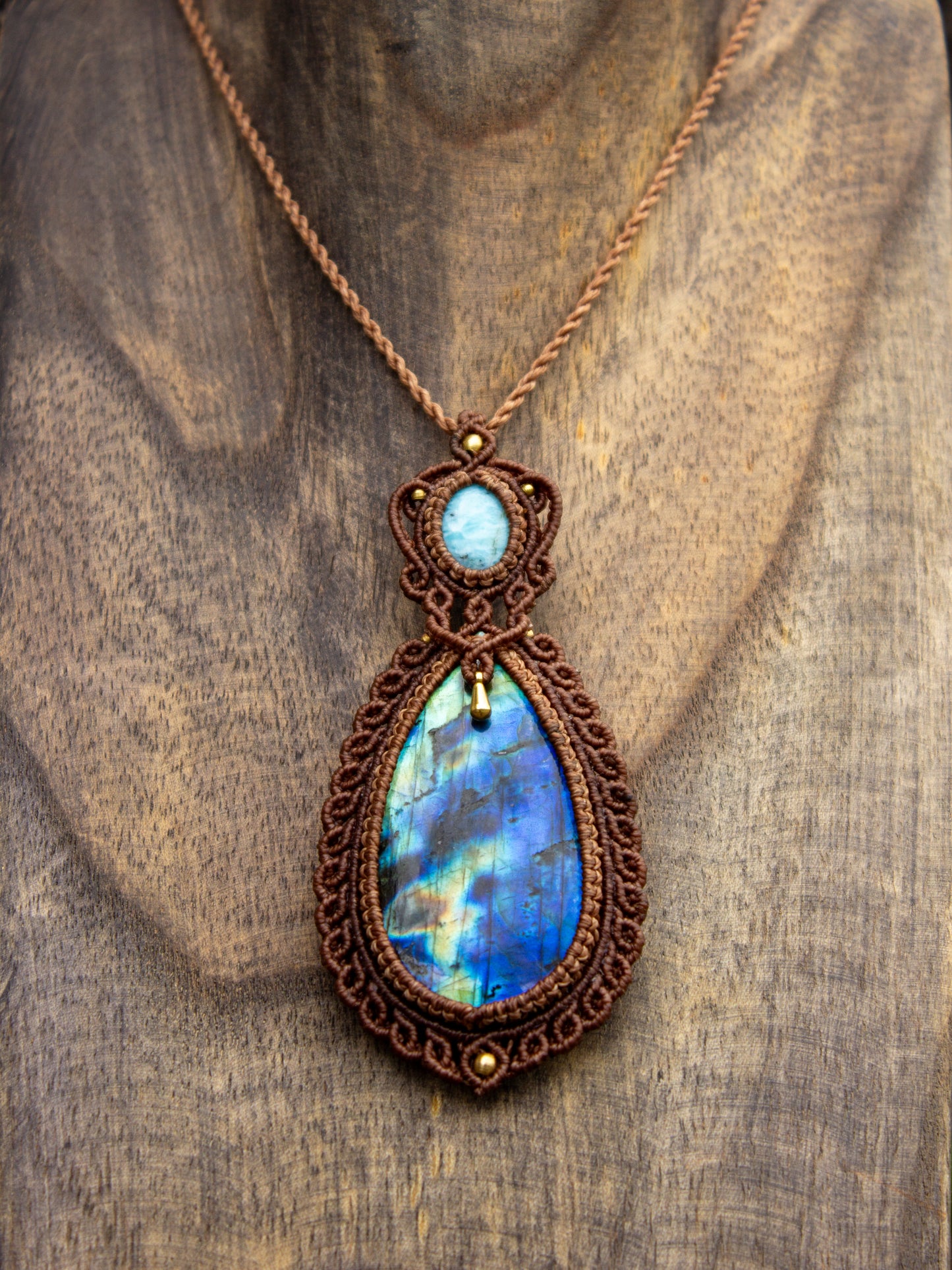 Larimar & Labradorite macrame necklace