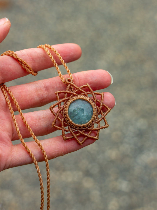 Aquamarine macrame necklace