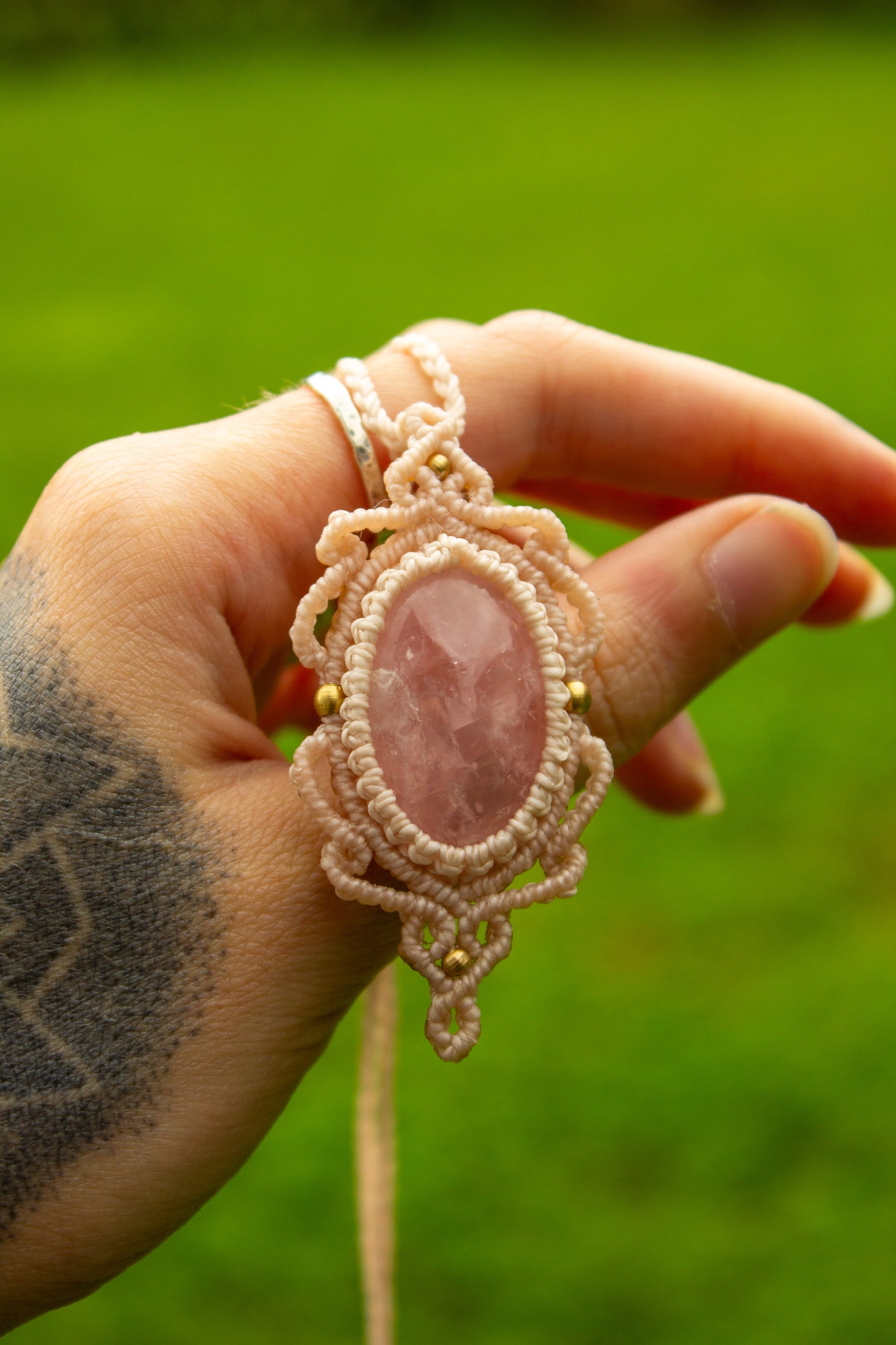 Rose Quartz • macrame necklace