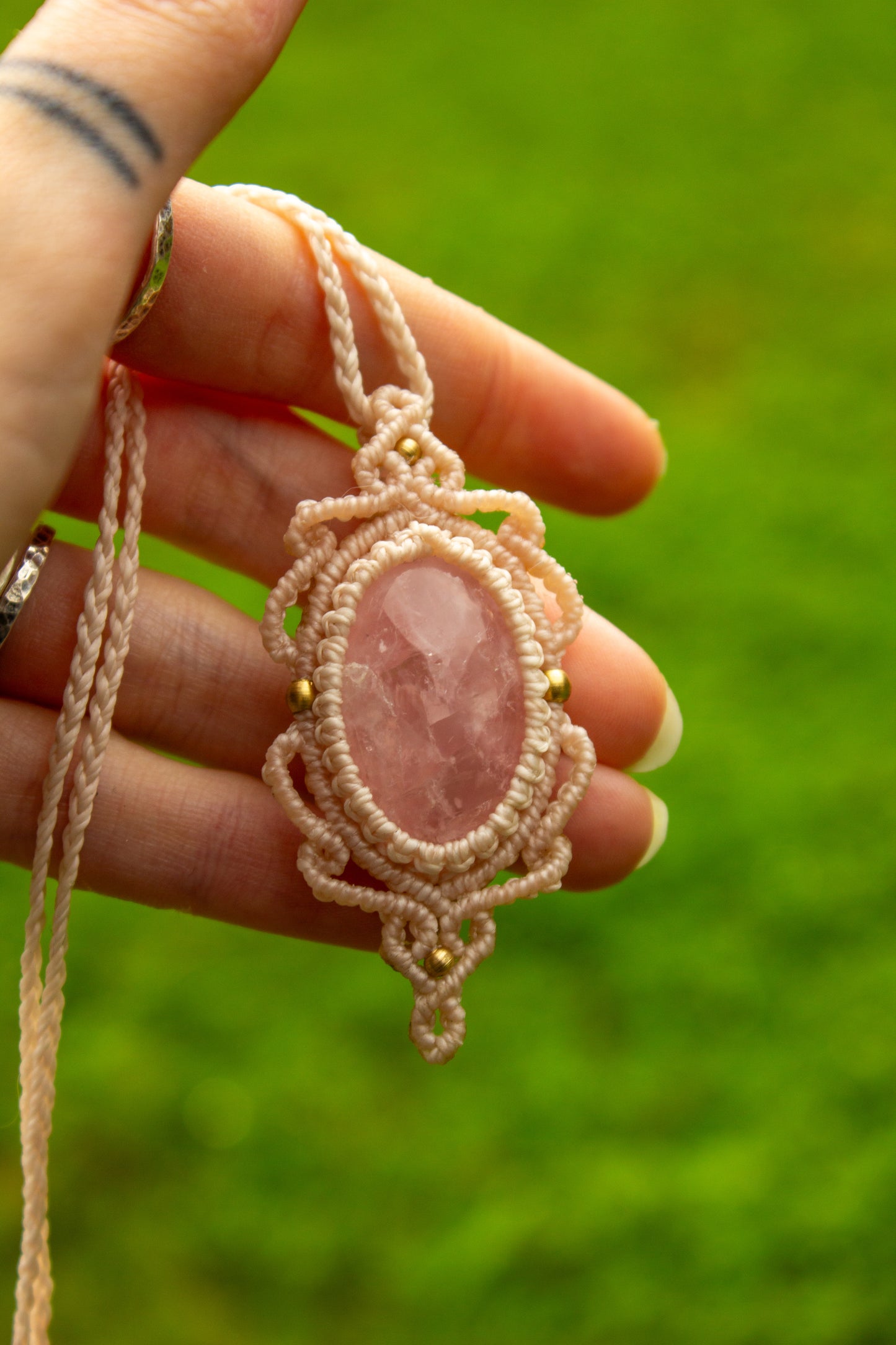 Rose Quartz • macrame necklace